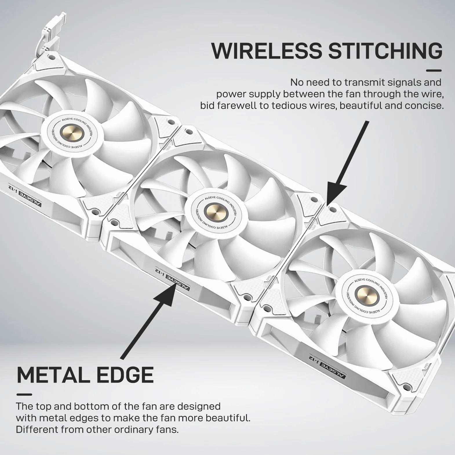 ALSEYE i12 PC Case Fan Kit, tre ARGB & PWM Case Fan Kit con Snap-in Struttura di Collegamento (i12 Kit Bianco)