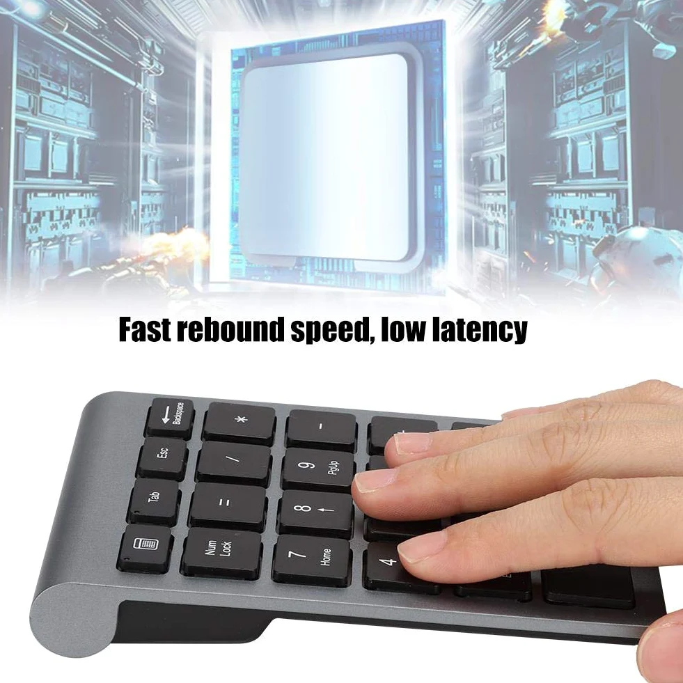 Zunate Tastierino numerico senza fili, tastierino numerico a 22 tasti con ricevitore USB, tastiera portatile da 2,4 g per numeri di contabilità finanziaria, per notebook, laptop (ferro grigio)