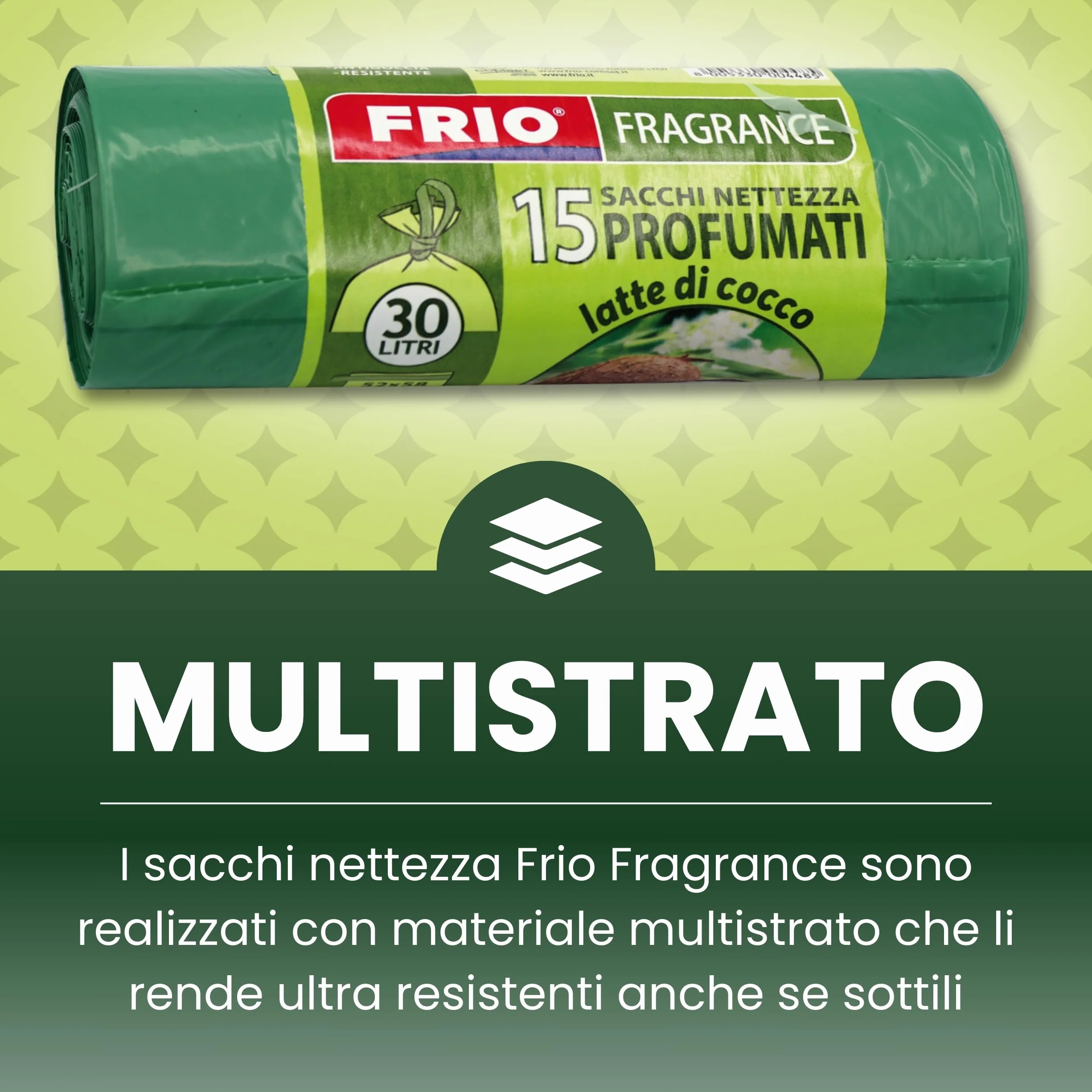 FRIO Sacchetti per la Spazzatura 30 Litri 52x58cm Verde Extra Resistenti