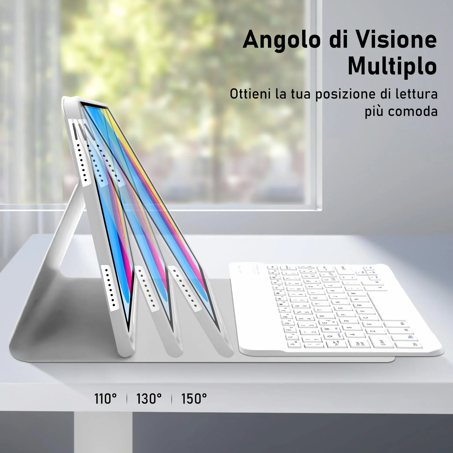 Cover IPad A16 11/10 Generazione con Tastiera (11/10.9 Pollici, 2025/2022) - Italiano QWERTY Magnetico Rimovibile Bluetooth Tastiera, Custodia con Supporto Pencil per Ipad 11/10 Gen, Grigio