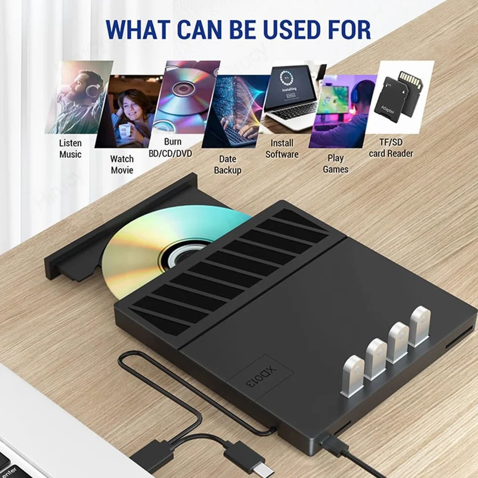 USB 3.0 Tipo C moltiplicazione esterno Blu-Ray Unità ottica CD/DVD/BD -/+RW Player Burner Writer Reader per PC portatile