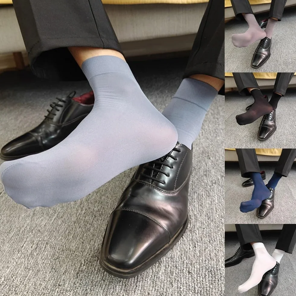 Calzini trasparenti da uomo confezione da 3, ultra sottili per abbigliamento formale, blu