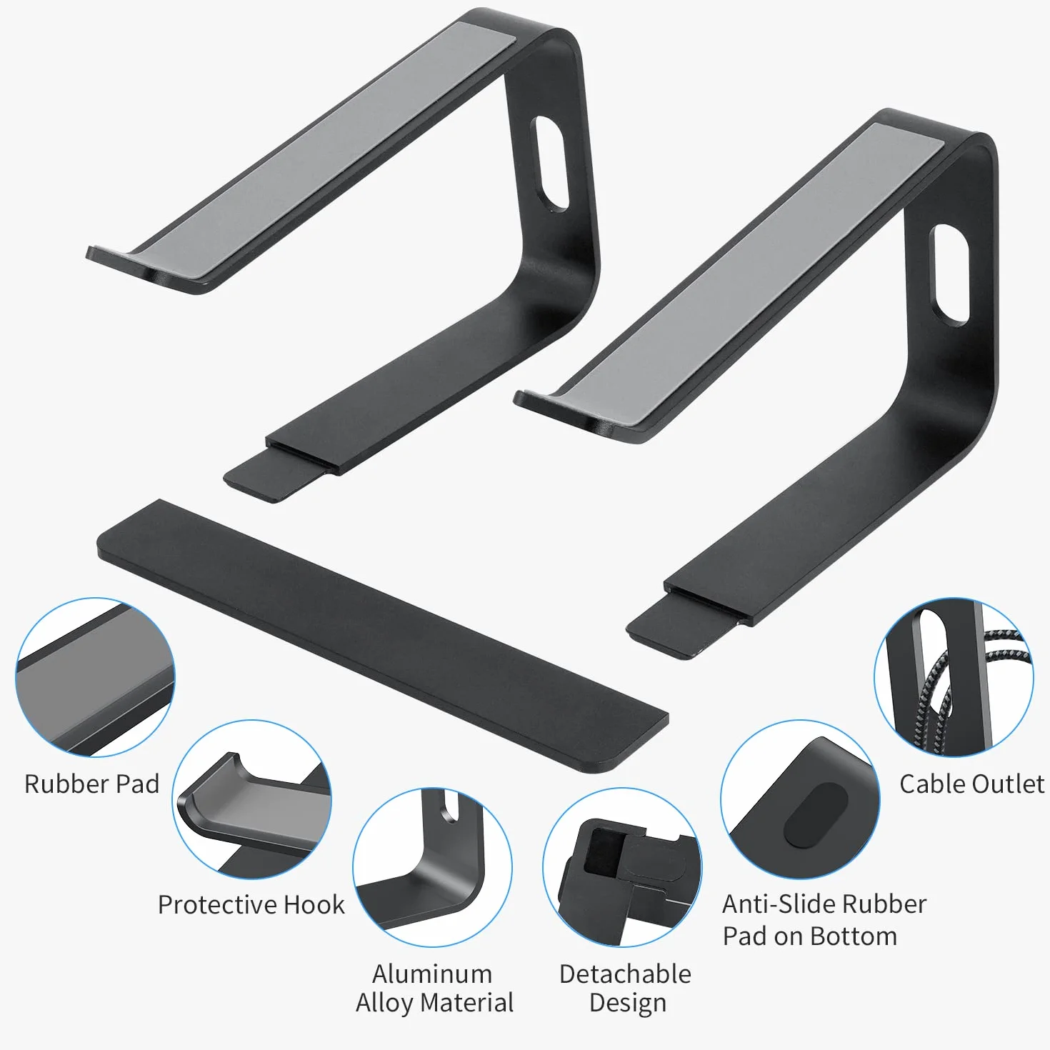 Supporto PC Portatile, Ergonomico Supporto Computer Portatile, Staccabile Alluminio Ventilato Porta PC per MacBook Pro/Air, HP, Dell, Lenovo, MateBook, 10"-17" Laptop Stand (Nero)