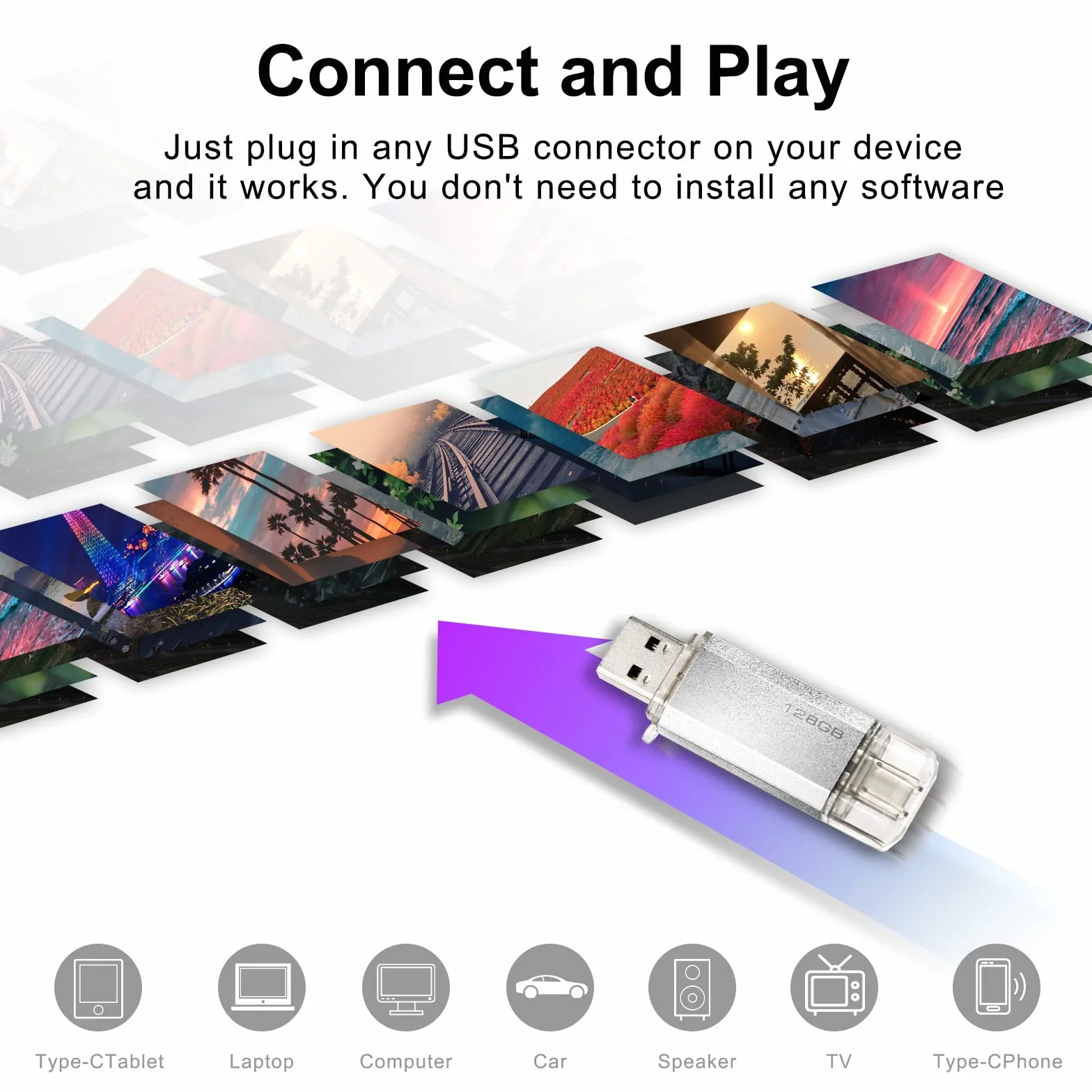 Xiaomi Chiavetta USB 2-in-1 128GB Type C Pendrive Flash Drive OTG Penna USB Silver