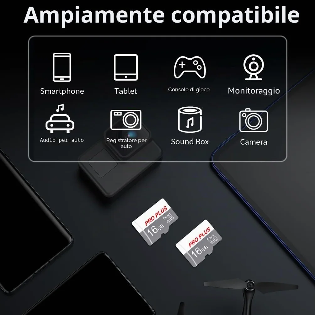 2 Pack Scheda di Memoria 16GB con Adattatore, Classe 10 UHS-I A1, Schede Di Memoria Alta Velocità per Fotocamera, Telefono, Tablet, Registratore Di Guida, PC (TF183 16GB)