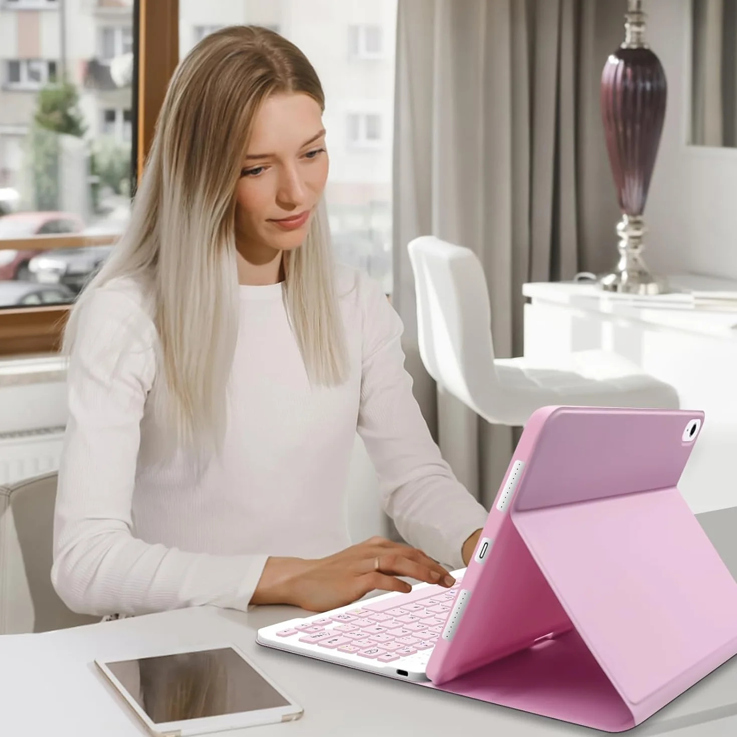 Cover IPad A16 11/10 Generazione con Tastiera (11/10.9 Pollici, 2025/2022) - Italiano QWERTY Magnetico Rimovibile Bluetooth Tastiera, Custodia con Supporto Pencil per Ipad 11/10 Gen,Rosa
