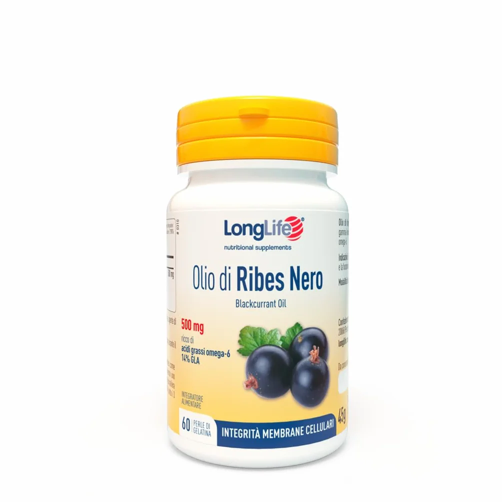 LongLife Olio di Ribes Nero Integratore ricco di omega-6 14% GLA 2 mesi Senza glutine
