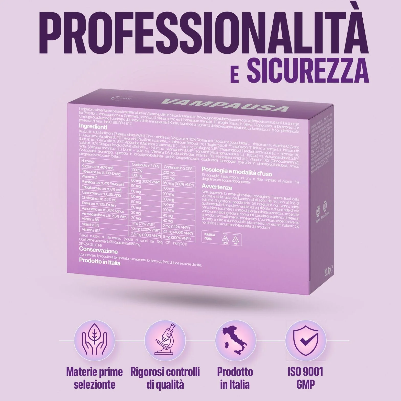 Integratori Menopausa con Isoflavoni di Trifoglio Rosso e Kudzu, Agnocasto, Cimicifuga, Salvia per Vampate di Calore ed Equilibrio Ormonale