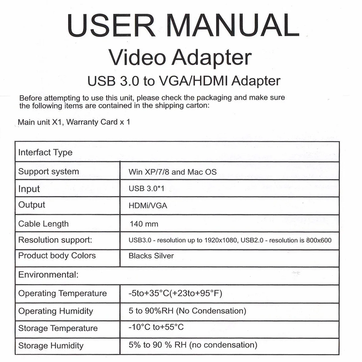 CY USB 3.0 & 2.0 a HDMI & VGA HDTV cavo adattatore scheda grafica esterna per computer portatile Windows MacBook