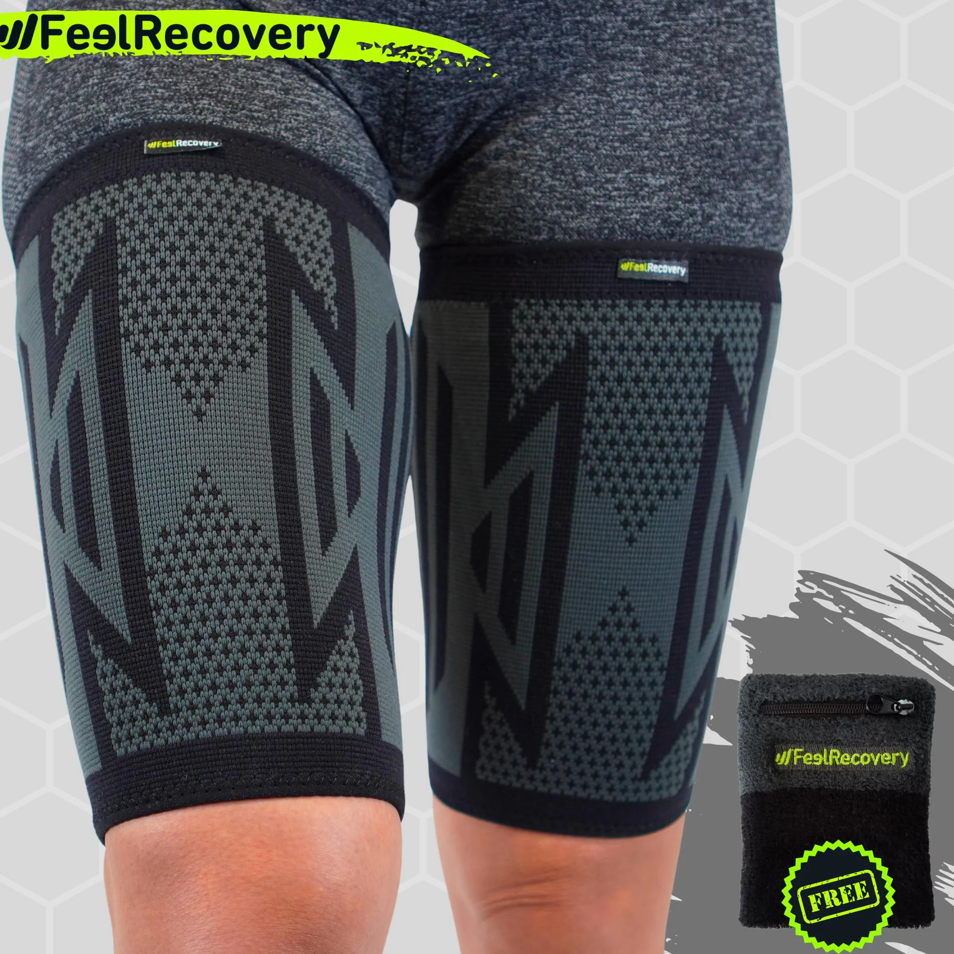 Feel Recovery 2 Fascia Elastica per Coscia - Cosciera Sportiva Compressiva Gamba - Supporto Contrattura Muscolare Traspirante Antiscivolo