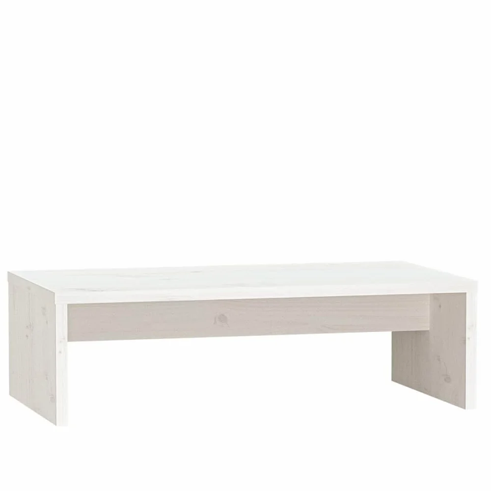 Supporto per monitor bianco, 50 x 27 x 15 cm, in legno di pino massiccio, rialzo per monitor per ufficio e scrivania, supporto ergonomico per monitor