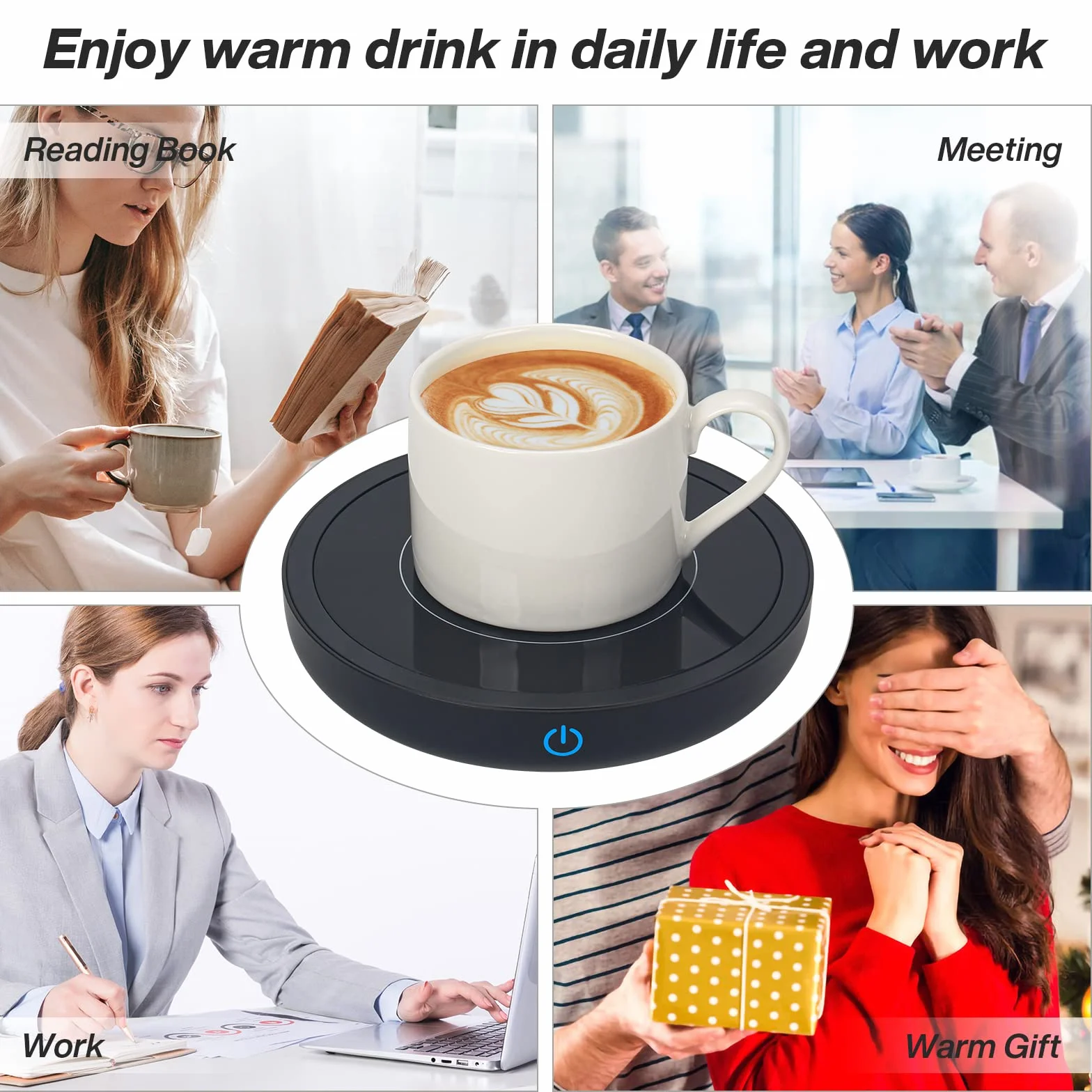 Scalda Tazza,Scalda Bevande Elettrico con la Regolazione di 3 livellidi Regolazione Della Temperatura (Up To 176°F/80℃), Piatto Scaldatazze per tè/acqua/latte, Regalo di Natale (Senza tazza)