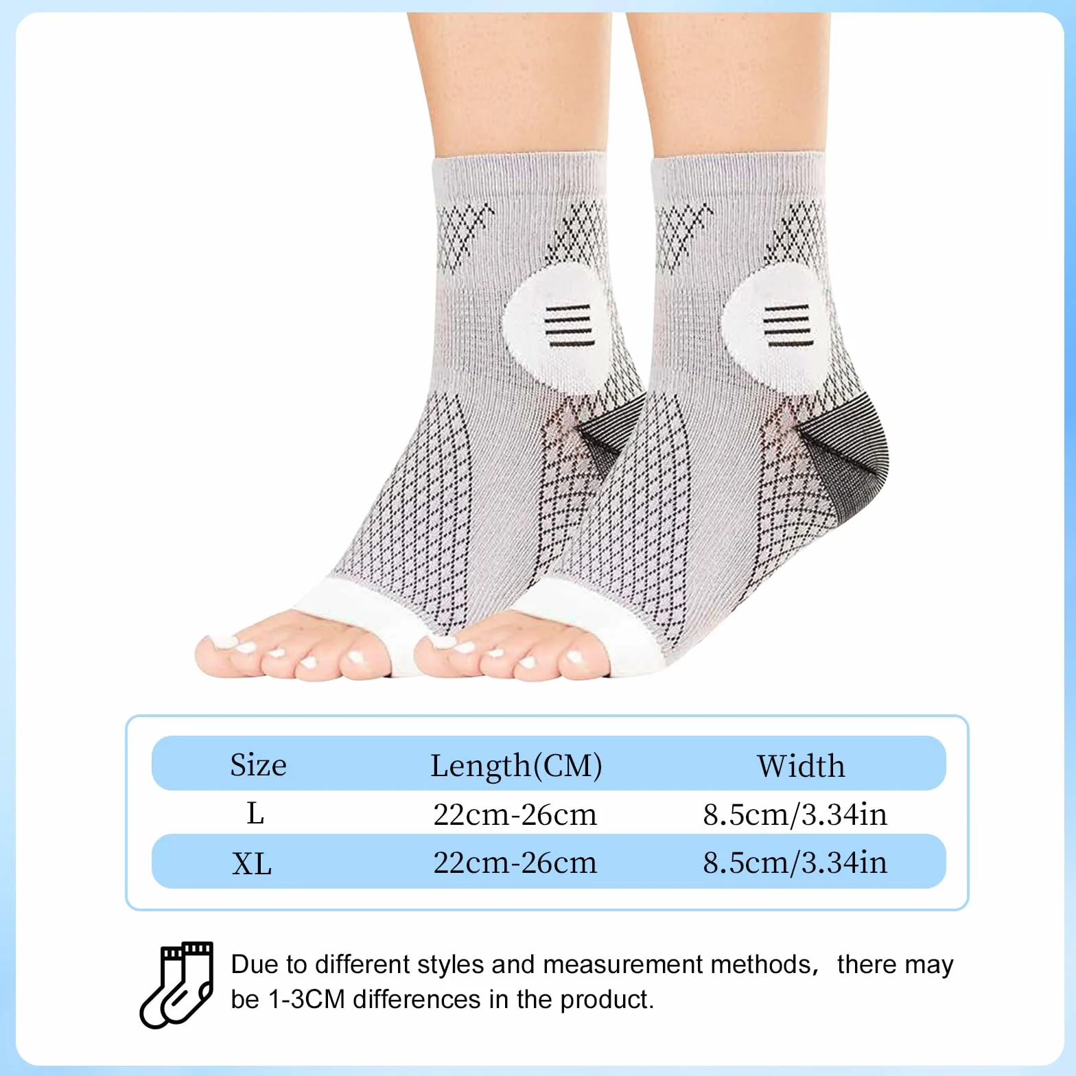 Calzini Compressione Caviglia Neuropatia 3 Paia Calze Ortopediche Grigie Supporto Protezione Ciclismo Corsa Fitness