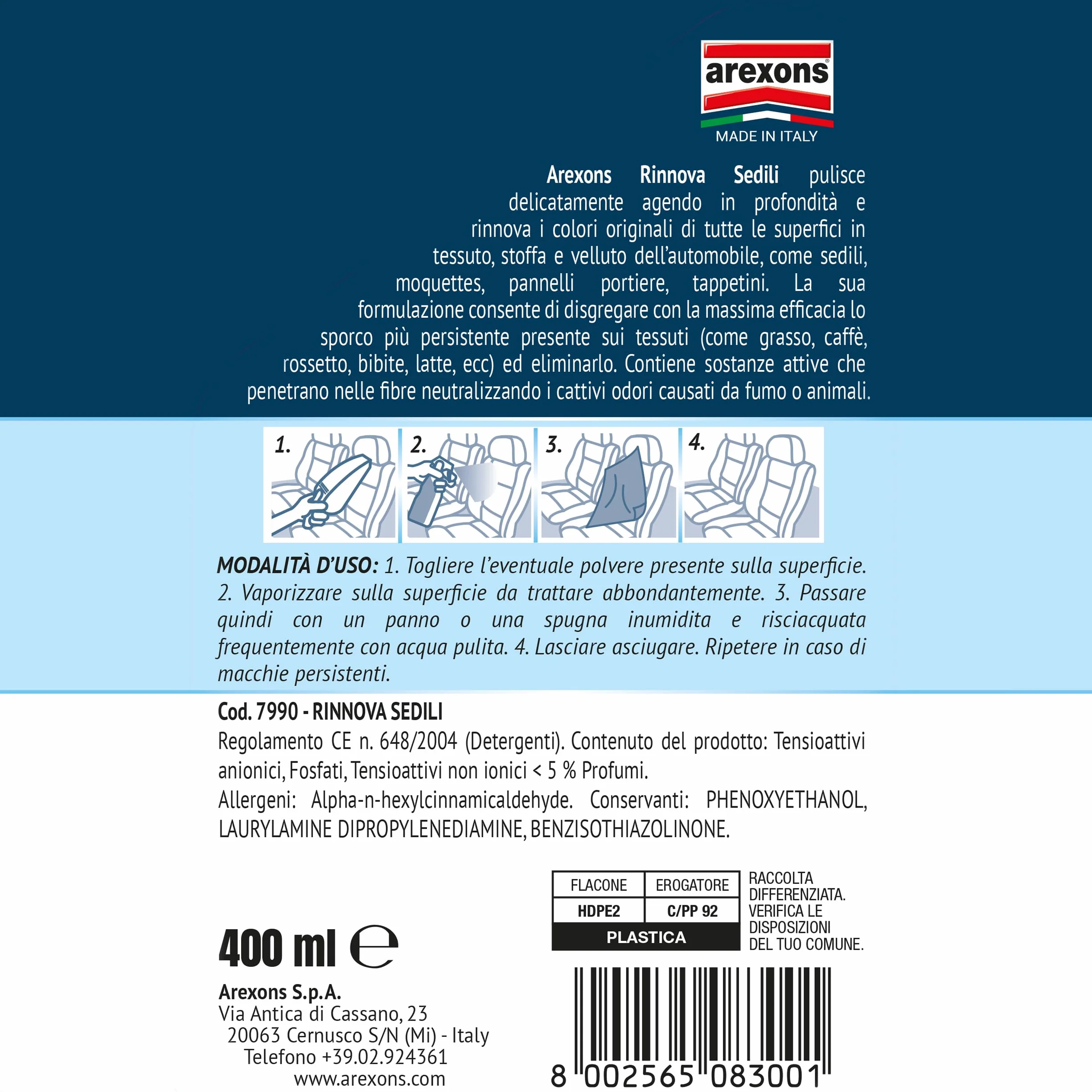 AREXONS Rinnova Sedili Pulisce Delicatamente 400 ml