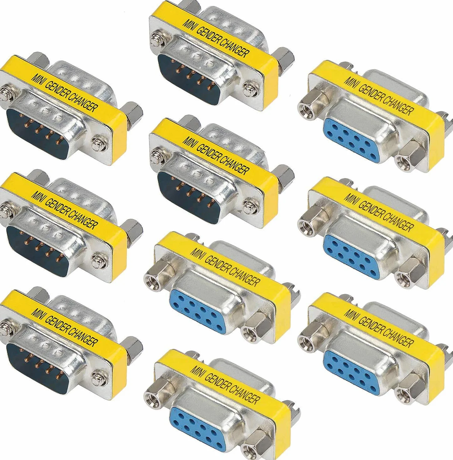 Greluma 10 Pezzi 9 Pin RS-232 DB9 Maschio a Maschio/Femmina a Femmina Cavo Seriale Cambio di genere Coupler Adattatore