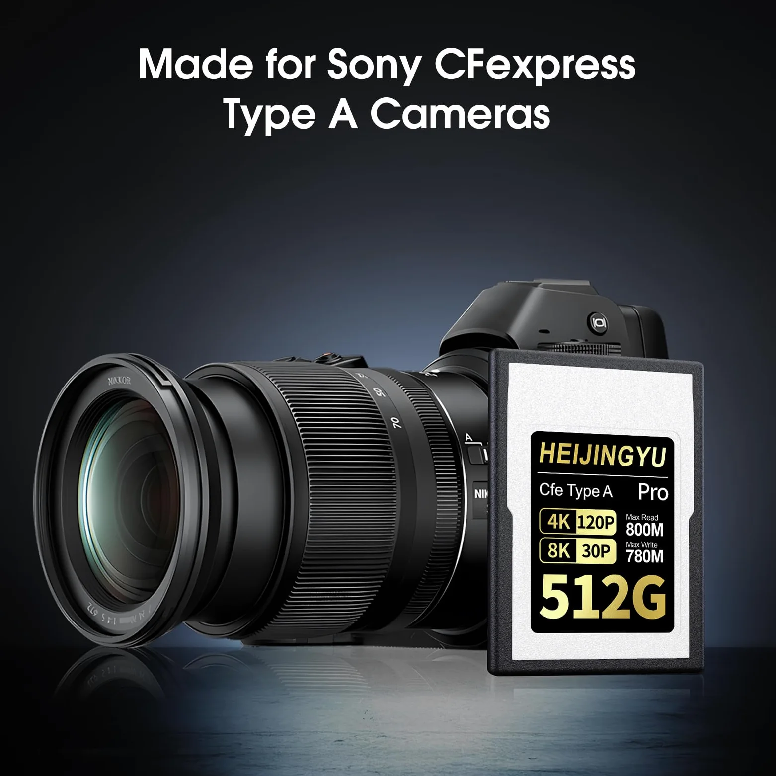 Scheda di memoria CFexpress di tipo A da 512 GB, serie Pro, velocità di lettura fino a 800 MB/s e velocità di scrittura 780 MB/s per registrazione 4K 120P, 8K 30P per fotocamere Alpha & FX