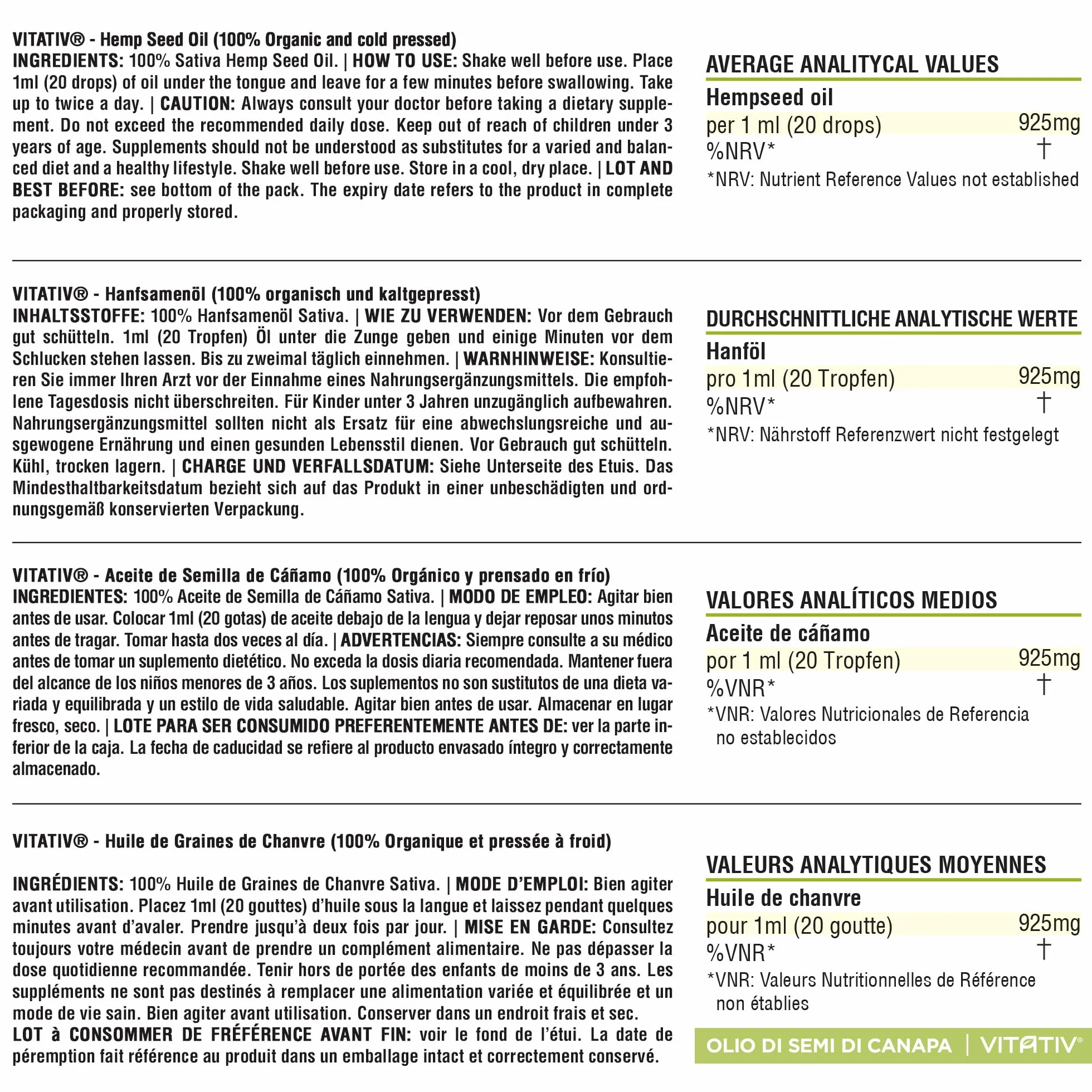 Olio di Canapa Puro 50ml Fonte Vegana di Omega 3 6 9, Vitamine e Minerali - Olio di Semi di Canapa Pressato a Freddo