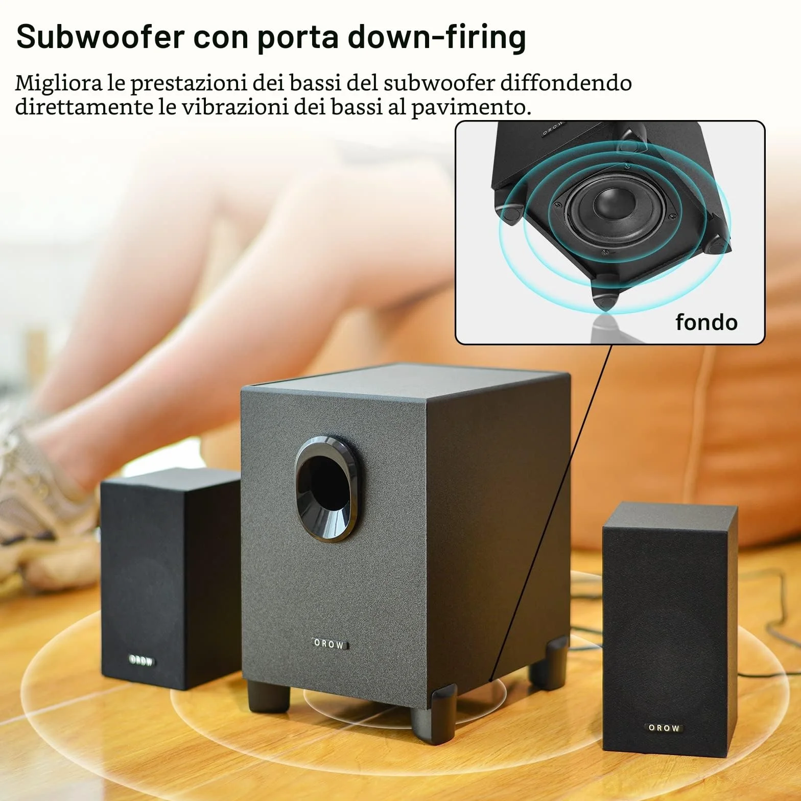 OR O R O W S211 16W Altoparlanti PC Subwoofer Bassi Potenti 3.5 mm Computer Desktop Laptop TV