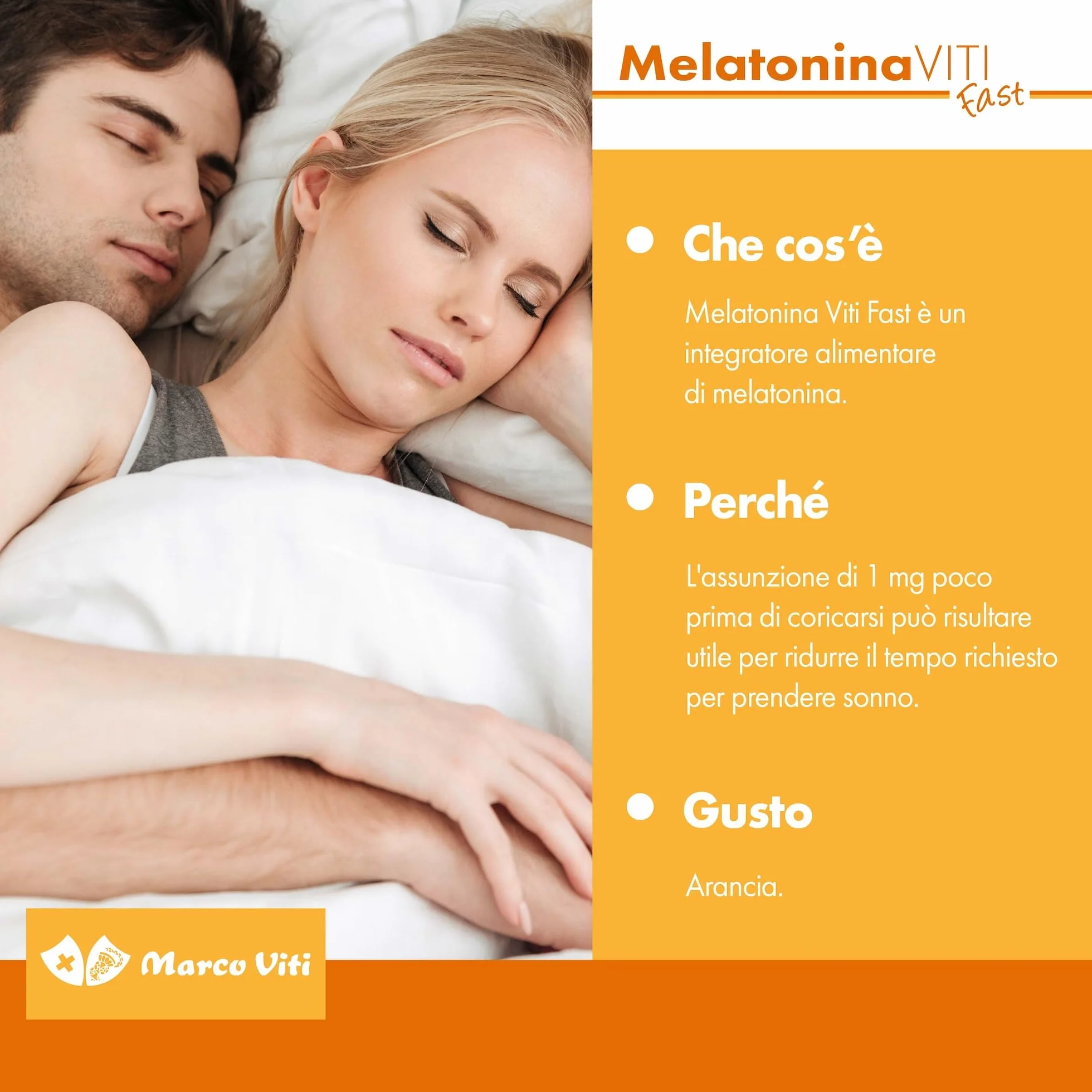 Melatonina Viti 1 mg 3x60 Compresse Gusto Arancia Integratore Sonno Senza Glutine