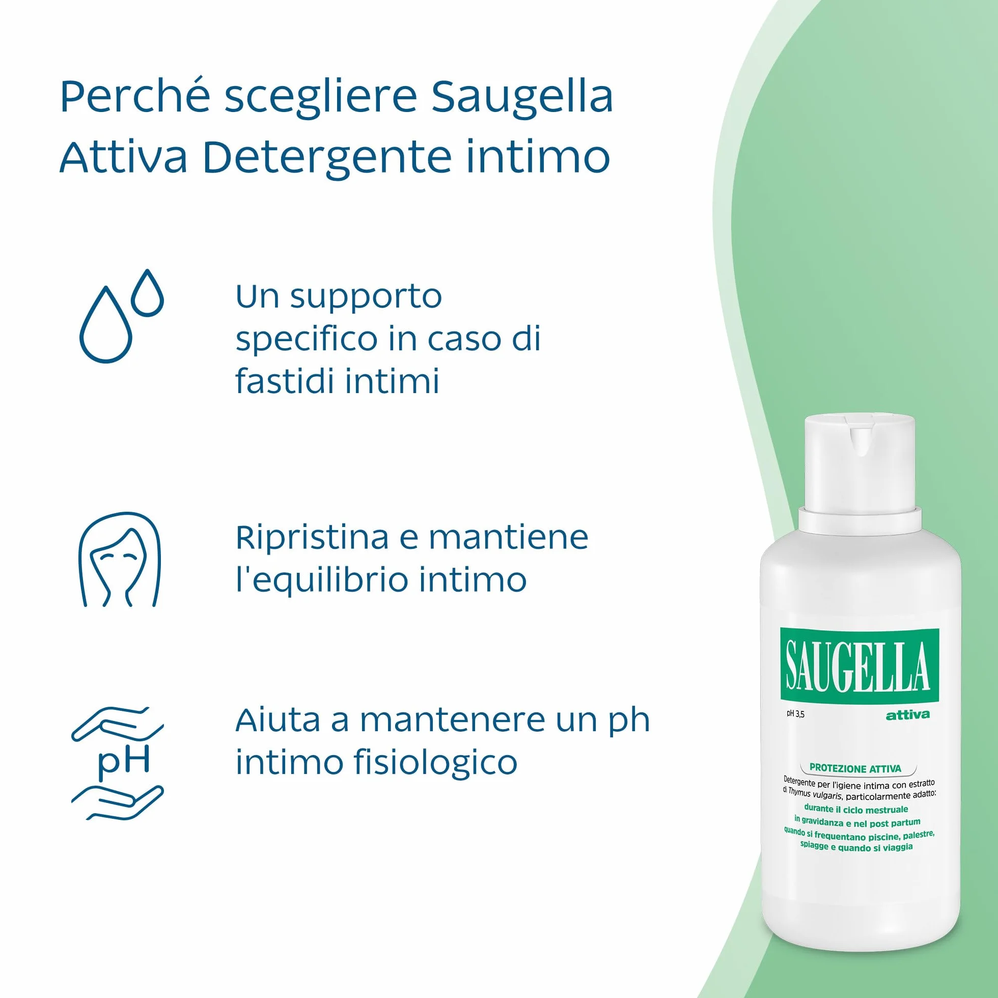 Saugella Attiva Detergente Intimo Antibatterico pH 3.5 500 ml