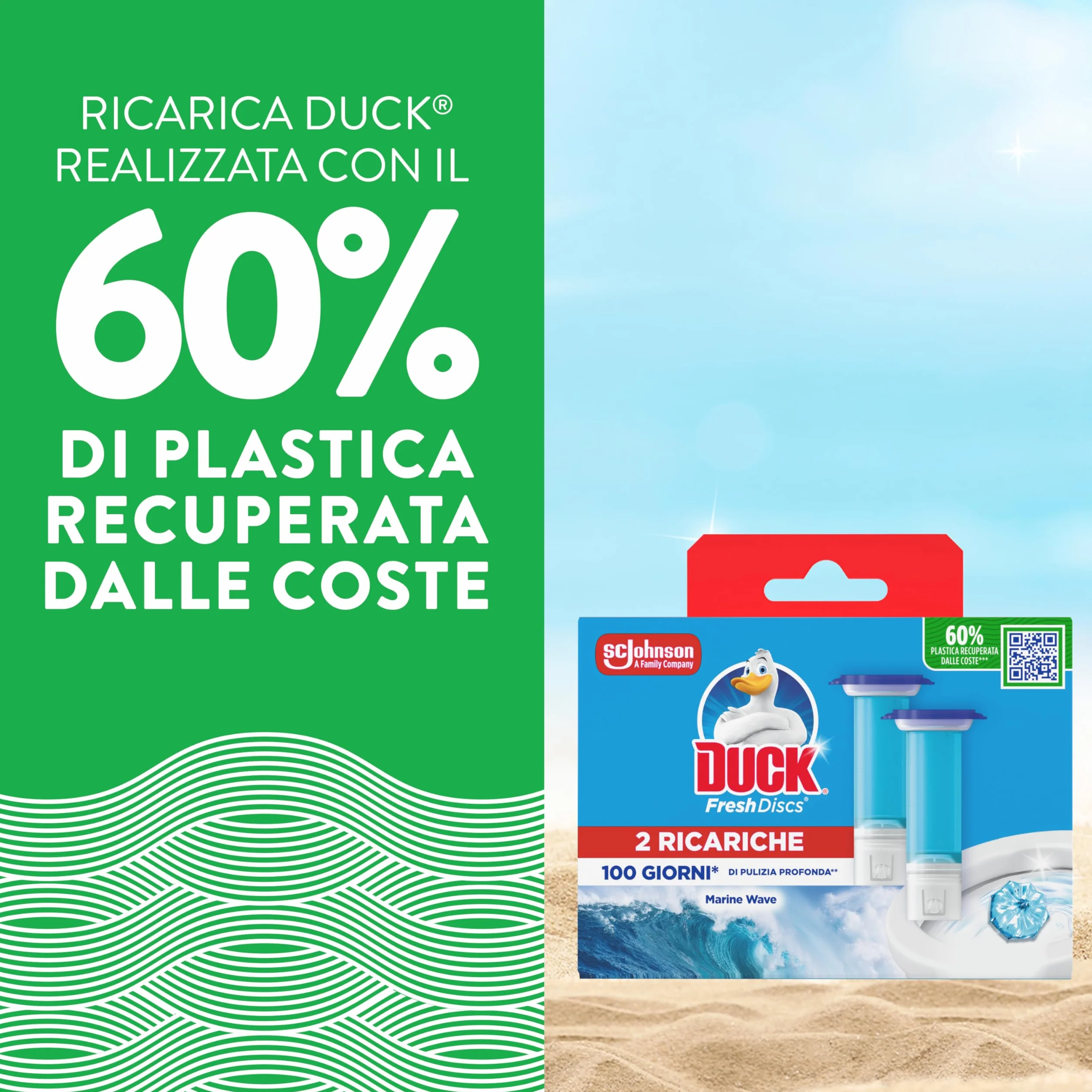 Duck Fresh Discs Detergente Bagno con Applicatore Dischi Gel Igienizzanti WC Profumo Brezza Marina 18 Dischetti Gel