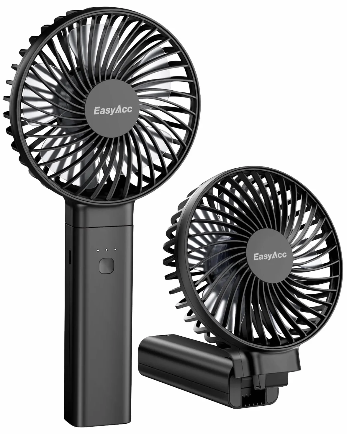 EasyAcc Ventilatore Portatile USBC 3-13 Ore Ventilatori a Mano Elettrico Ricaricabile 4 Velocità Pieghevole Silenzioso Lavabile Ventilatore a Batteria Viaggio per All'aperto Casa Tavolo