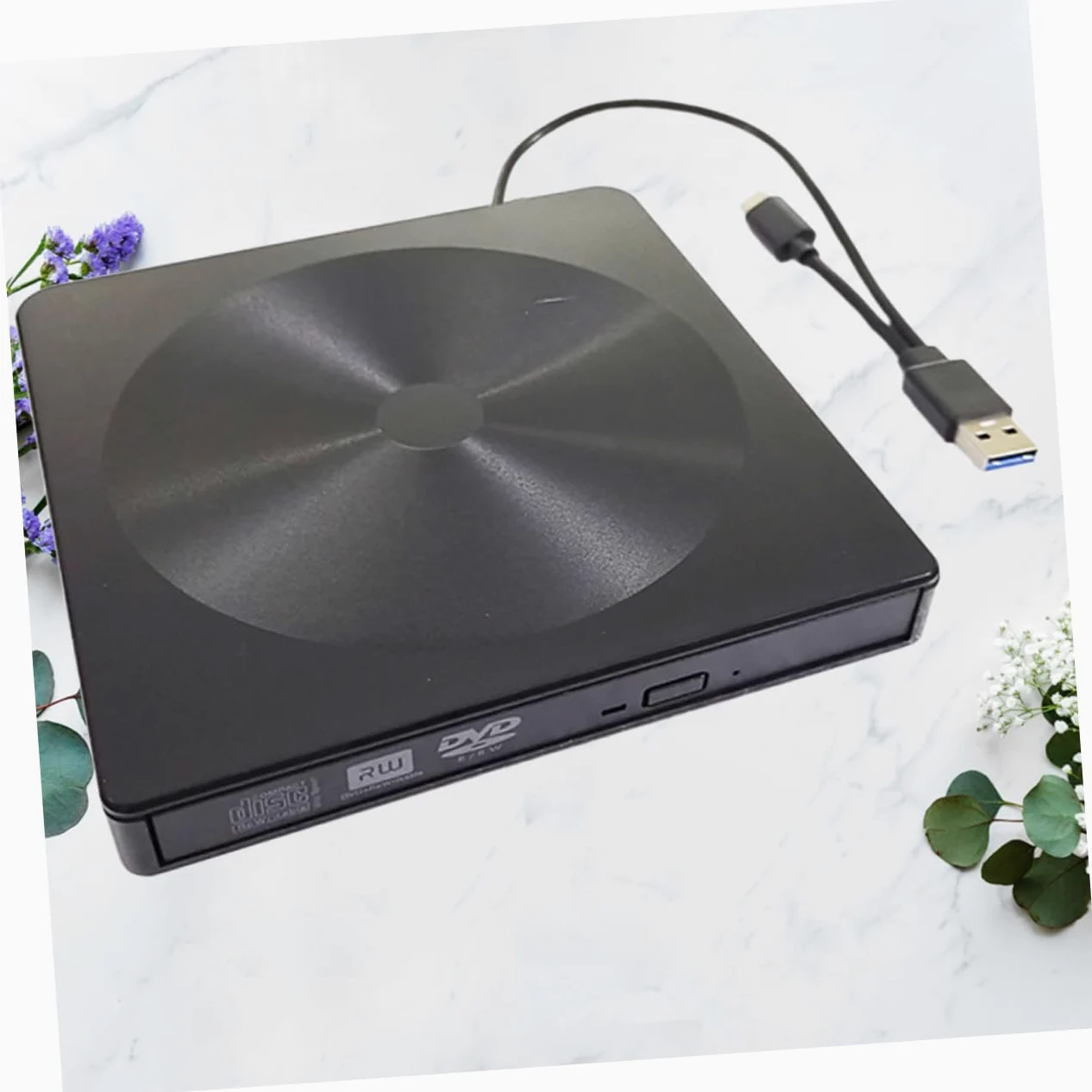 jojofuny Masterizzatore Dvd Esterno Typec Nero USB 3.0 Unità Ottica Abs per Desktop e Laptop senza Necessità di Driver Multi Funzione