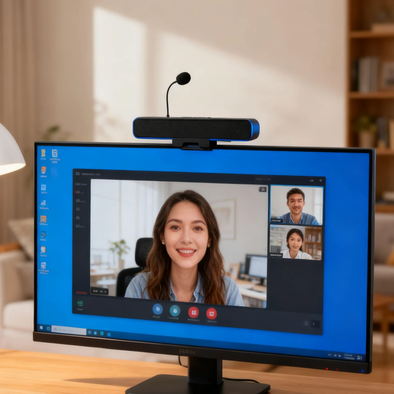 Annadue Altoparlante per Computer USB con Microfono, Altoparlanti Monitor per PC, Altoparlante per Conferenze e Microfono per Chiamate in Ufficio a Casa, per Zoom, Teams, Skype, PC,