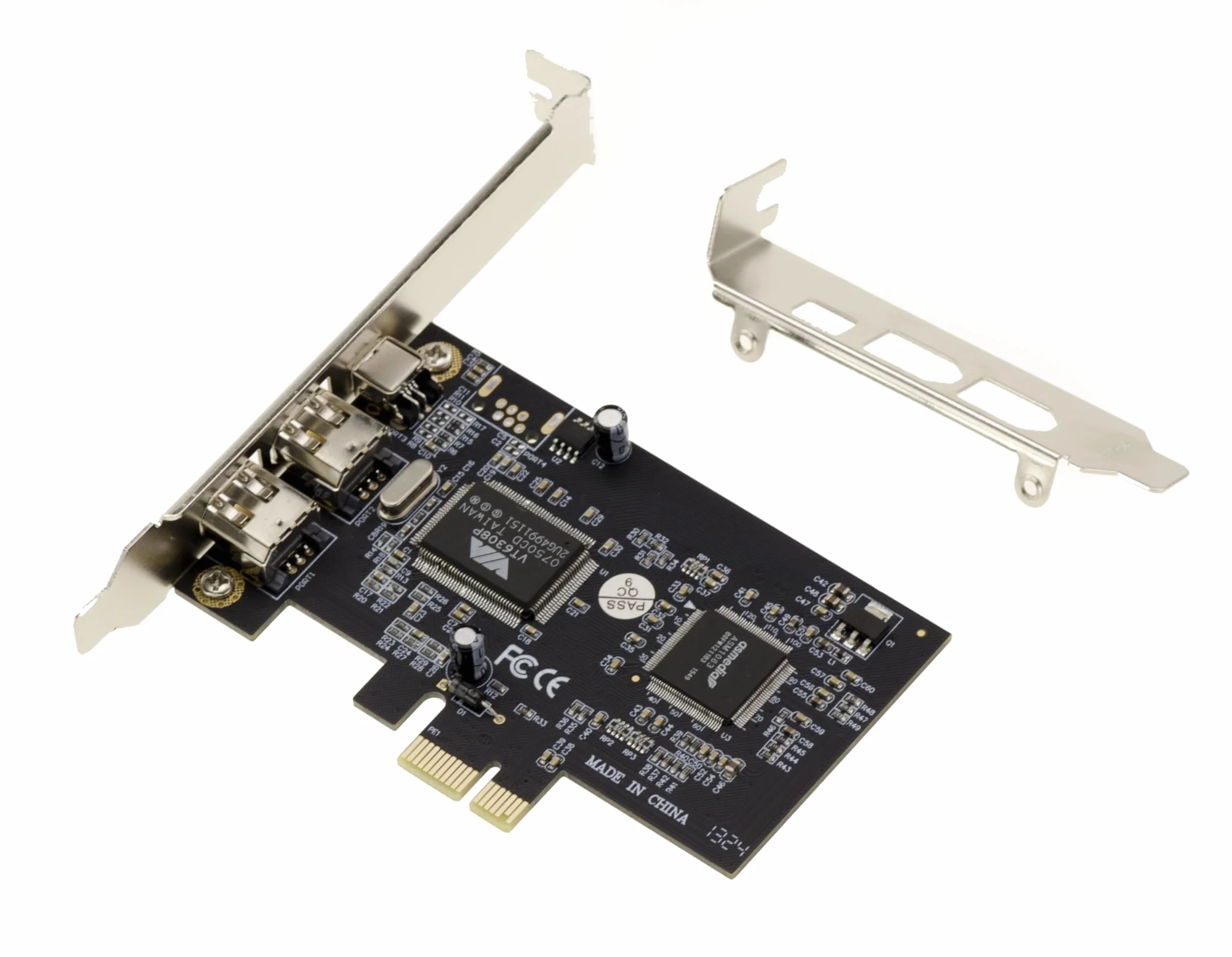 KALEA-INFORMATIQUE Scheda controller PCIe a 3 porte FireWire 400 IEEE1394a con chipset VIA6308 e ASM1083. Staffe a profilo alto e basso, con cavo Ilink.
