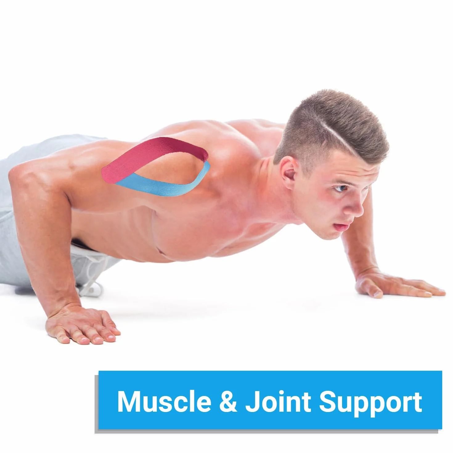Kinesio Tape 3 rotoli 5cm x 5m Nero+Blu+Rosa, tape sportivo impermeabile ed elastico per ginocchio spalla gomito