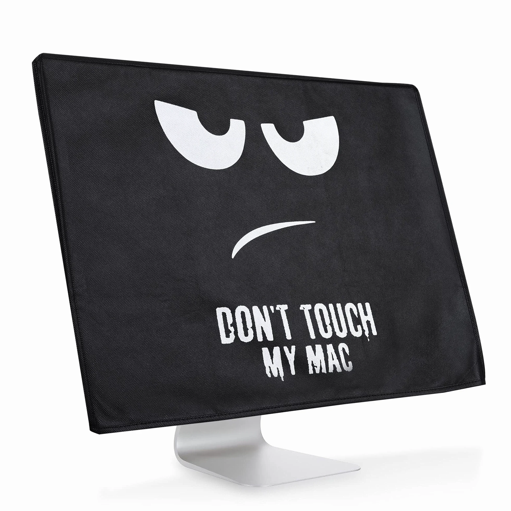 kwmobile Custodia 4in1 Compatibile con Apple iMac 24" - Fodero Monitor,Tastiera, Mouse e Cavi - Don't touch my Mac bianco/nero