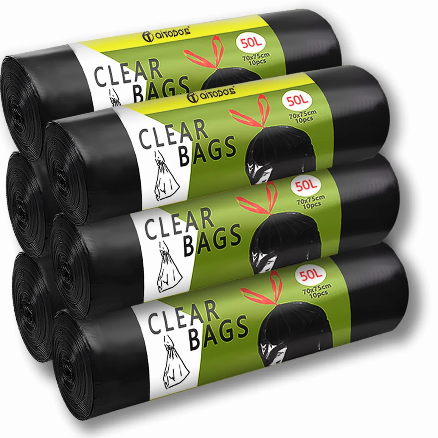 Sacchi Spazzatura 50L 70x75cm Nero Polietilene per Pattumiera Cucina