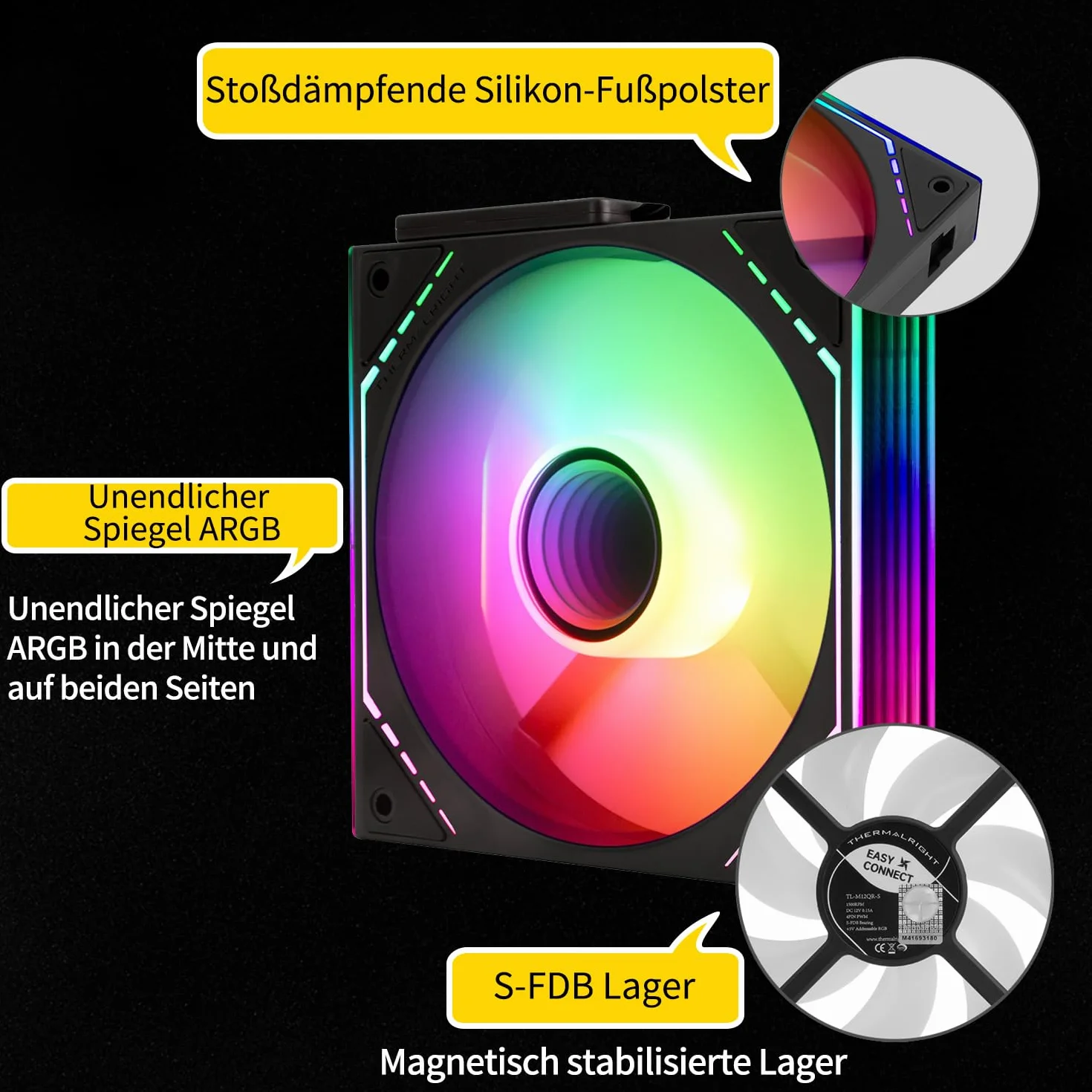 TR TL-M12QR-S X3 Ventola di Raffreddamento per CPU ARGB 120mm 1500 giri/min Versione Inversa