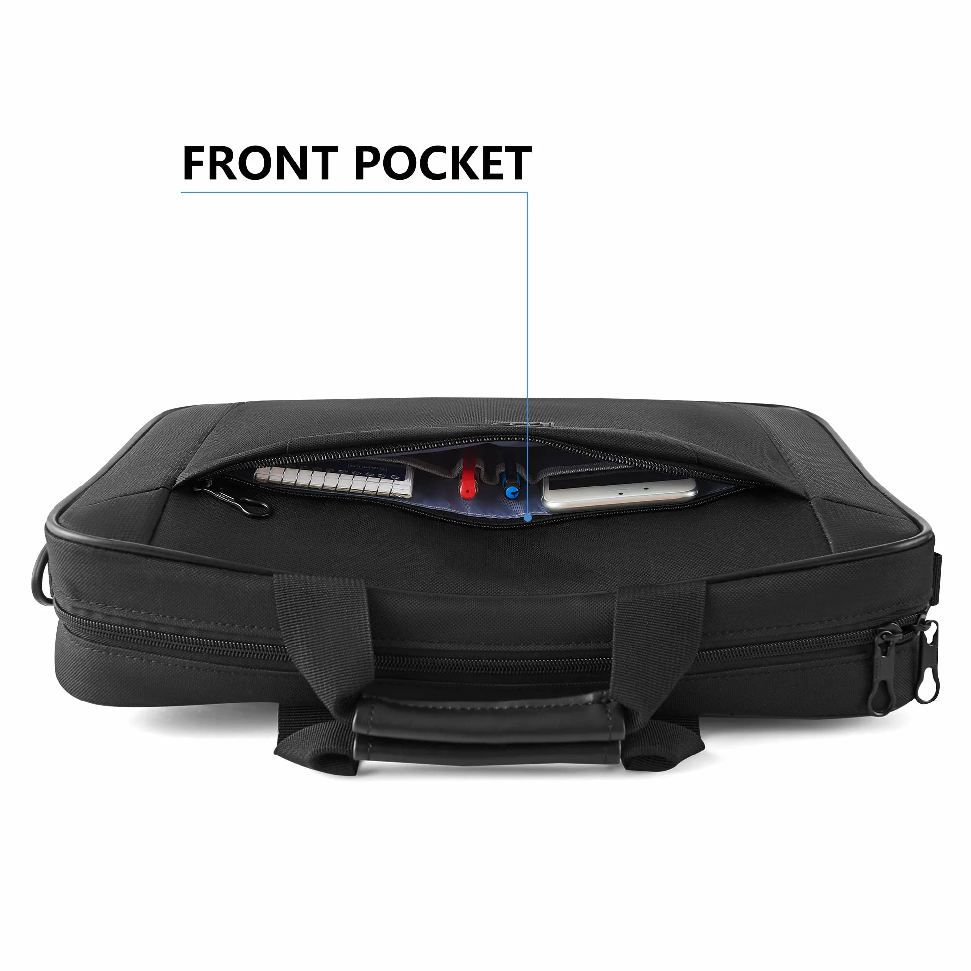 KROSER Borsa del Portatile 15,6 Pollici Ventiquattrore Borsa a Tracolla per Laptop Idrorepellente Borsa da Ufficio Urbana Leggera Borsa per il Trasporto di Affari per Uomo/Donna-Nero