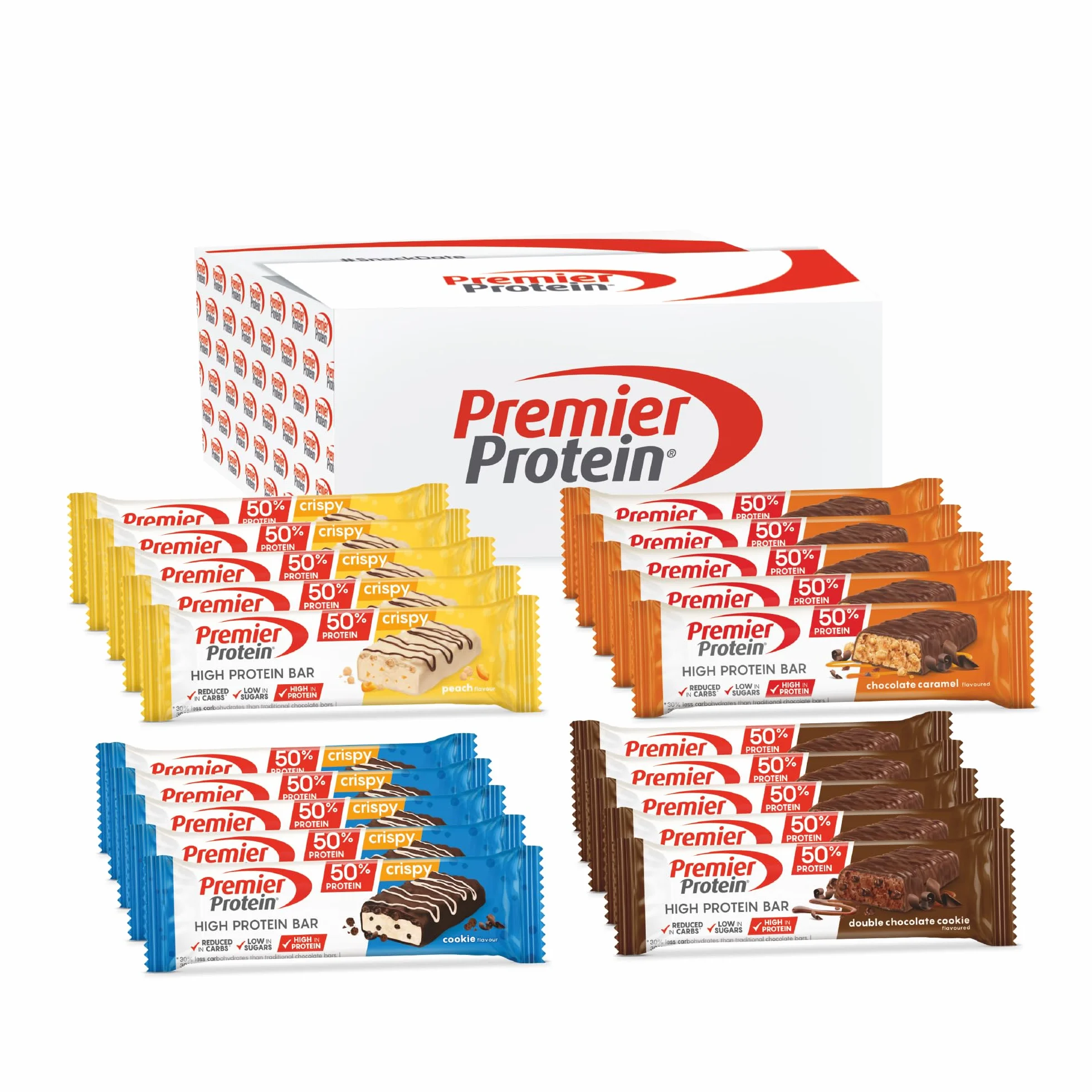 Premier Protein High Protein Bar 50% Multiflavourbox 20x40g Low Sugar Low Carb