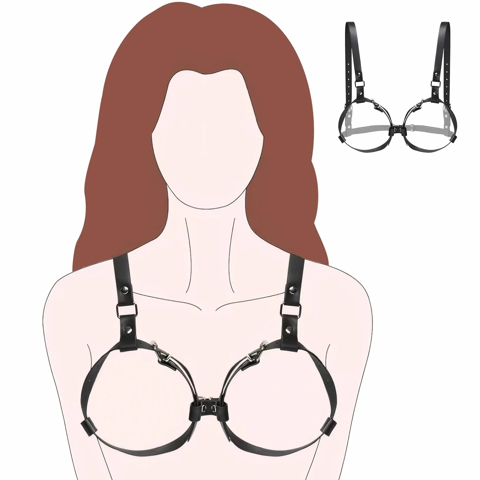 Kit Bondage Sex Toys, Donne Nero Cinturino in Pelle Lingerie Corpo Imbracatura Reggiseno, Bdsm Sex Toys per Giochi Sexy, Regolabile Sexy in Pelle per Feste Di, Camere da Letto, Notti in Lingerie