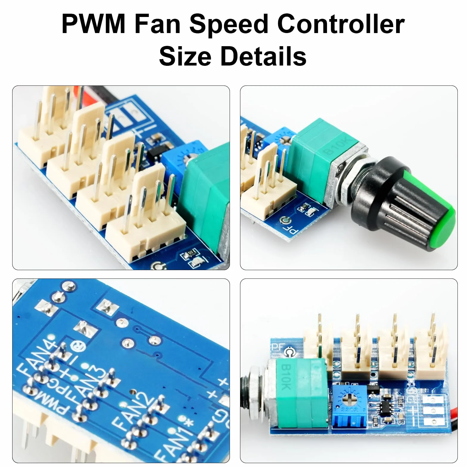 Regolatore di velocità ventola PWM 4 canali, controller DC 0-12V 4 fili 4P per case PC