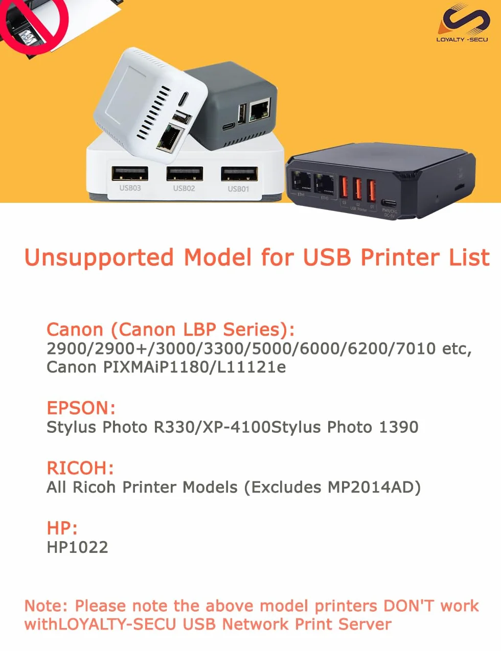 USB Network Print Server 3 porte WiFi per più stampanti USB Bianco