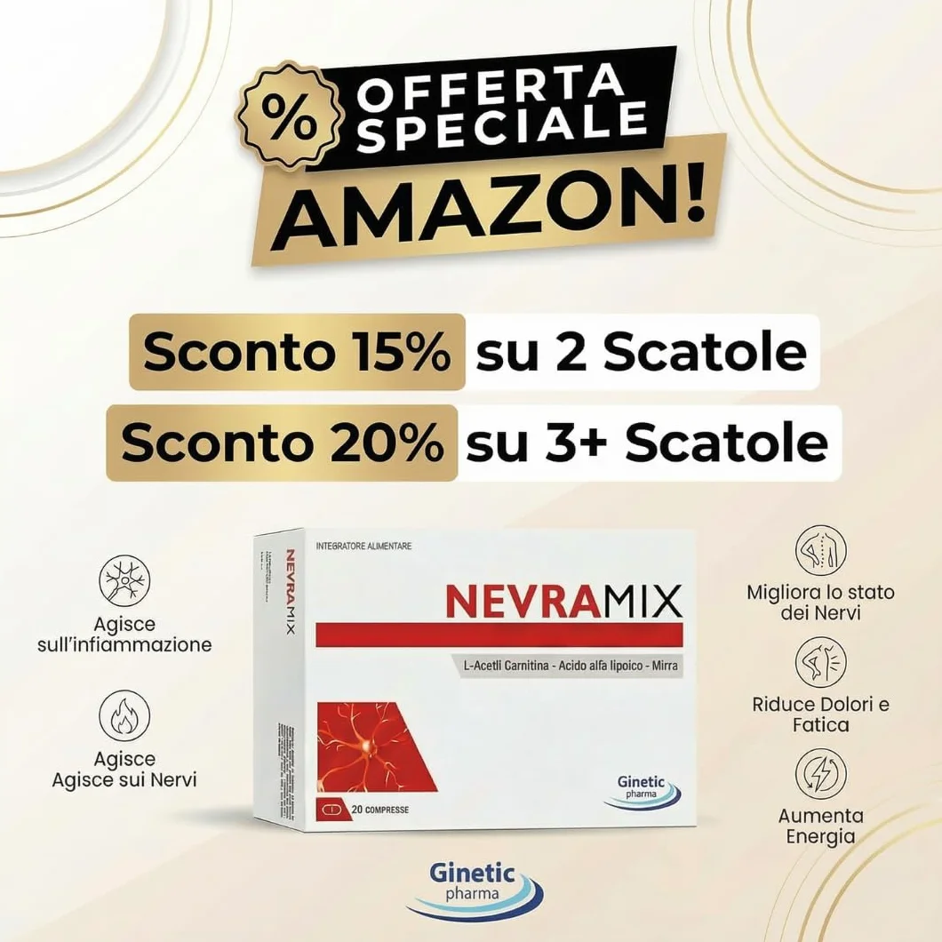 NEVRAMIX Integratore Acido Alfa Lipoico, Carnitina e Mirra per Benessere Sistema Nervoso 20 Compresse