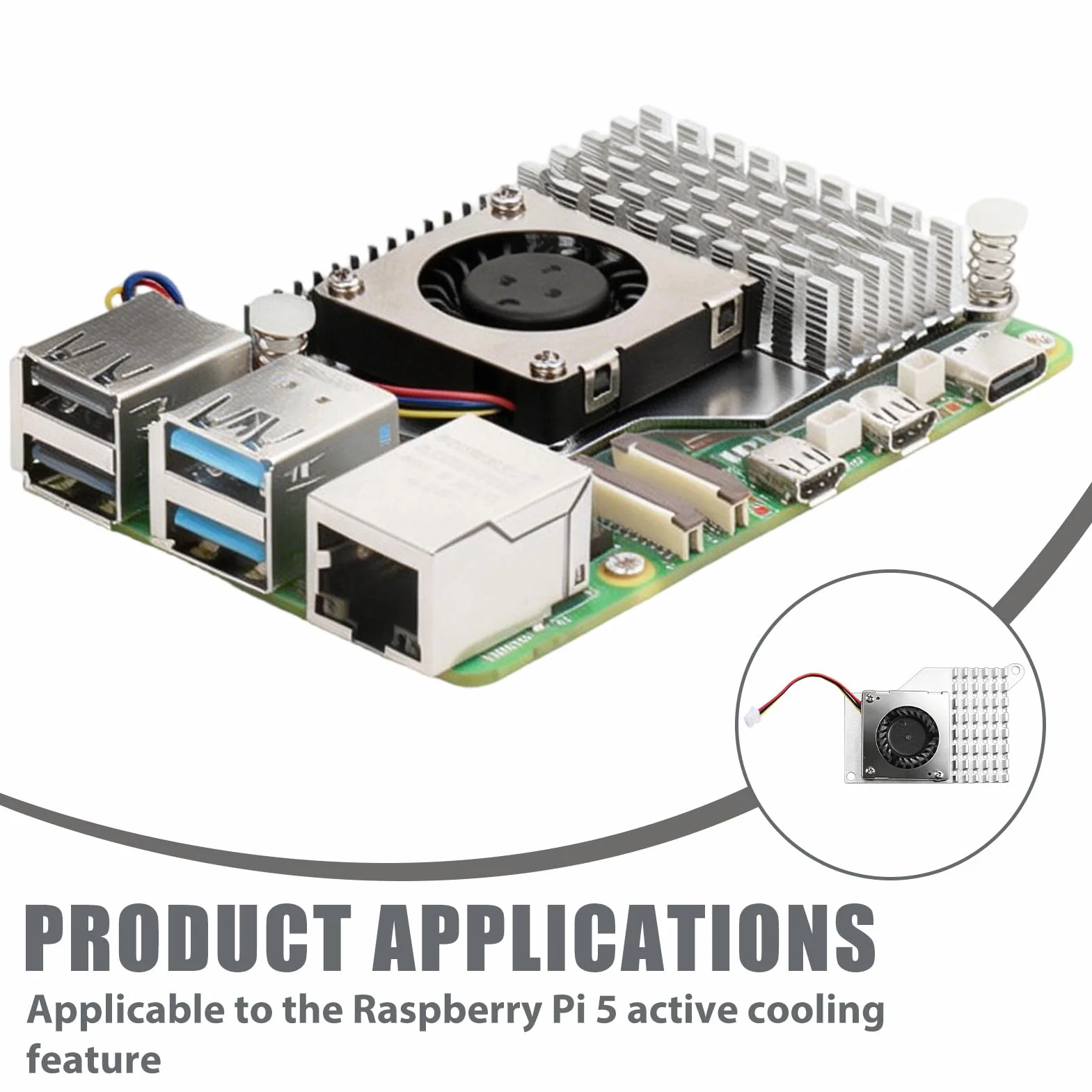 Dissipatore di calore attivo per Raspberry Pi 5, in alluminio con ventola controllata dalla temperatura, compatibile con RasPi 5 4 GB/8 GB, radiatore attivo ad alte prestazioni per dissipazione del