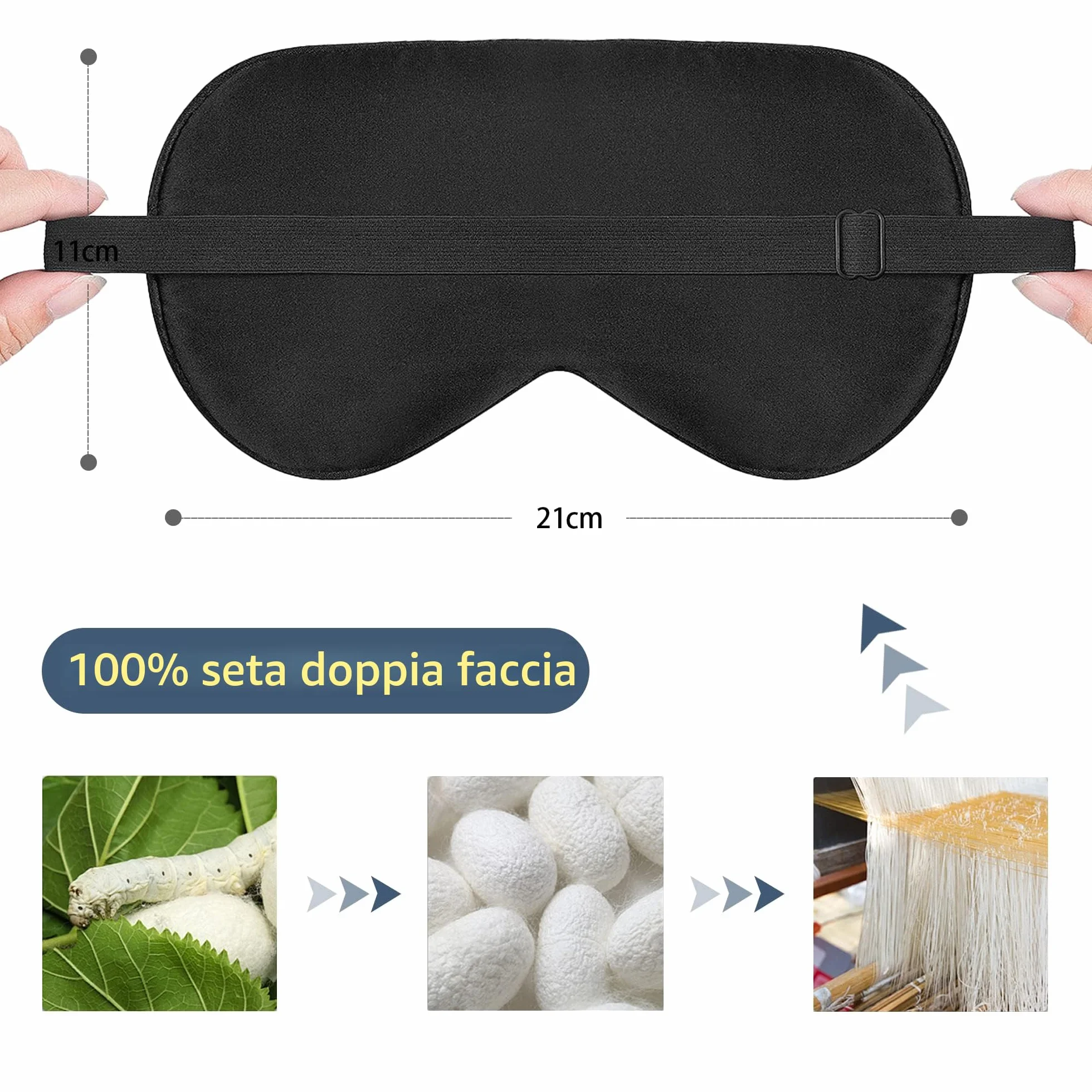 Mascherina per dormire 100% seta con cinghia regolabile motivo luna dorata