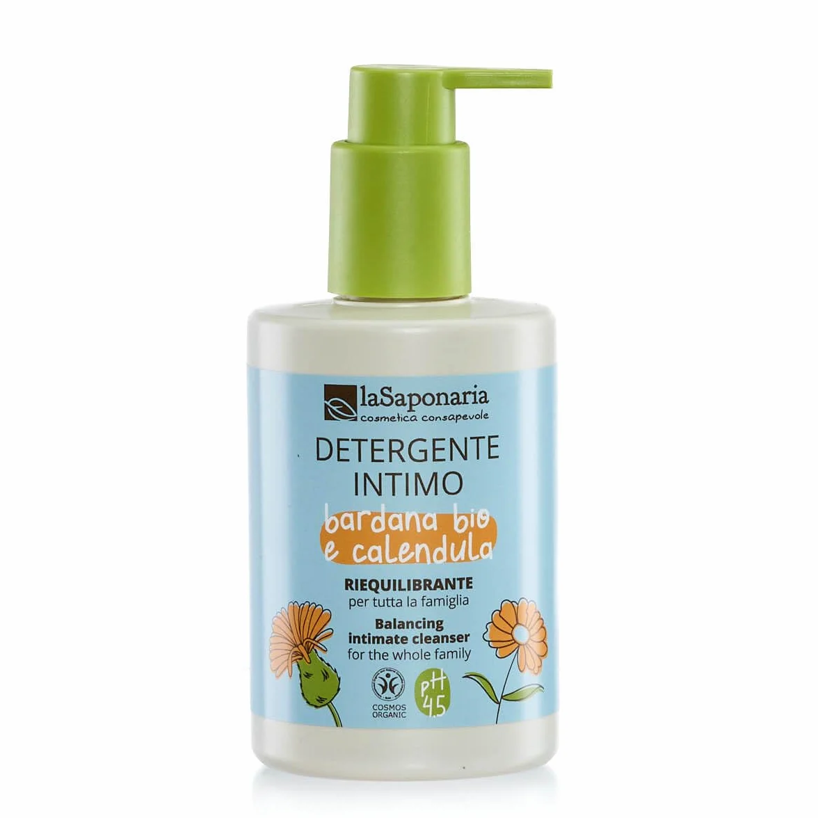 La Saponaria Detergente Intimo Riequilibrante pH 4.5 250 ml Bardana Bio Calendula