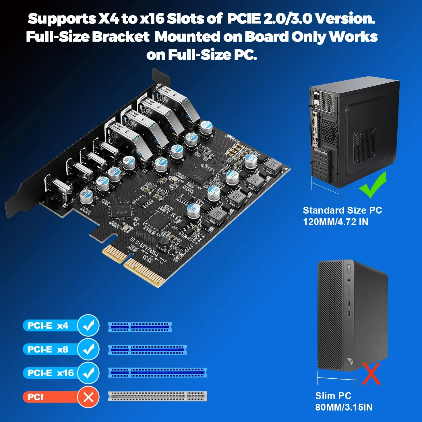 Scheda di Espansione USB 3.2 PCIe a 8 Porte, 10Gbps Scheda USB PCI Express Interna Hub Card per Windows 7/8/10 e Mac OS