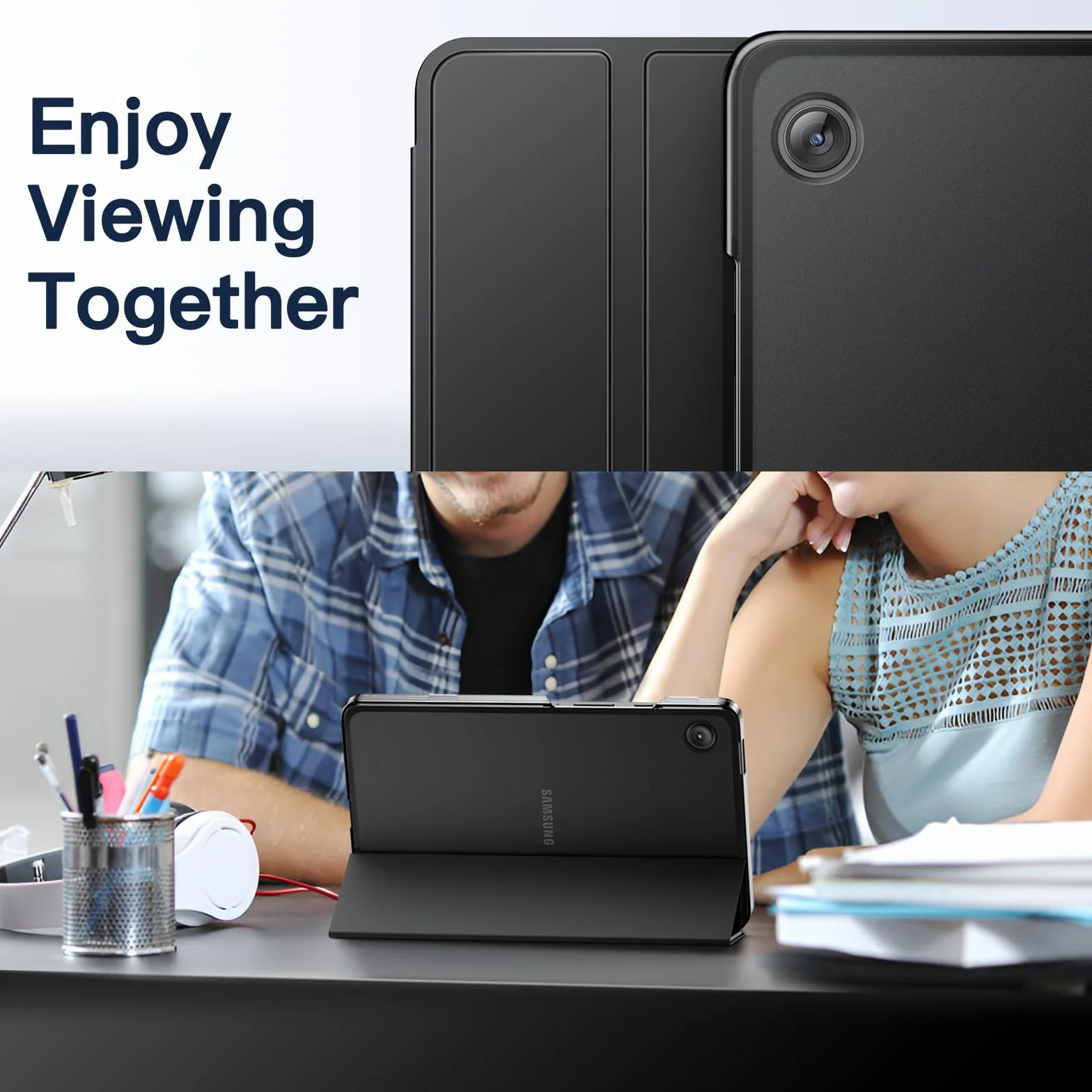 JETech Custodia Samsung Galaxy Tab A11 Tab A9 8,7 Pollici 2025/2023 Trifold Folio Supporto Protettiva Tablet Cover Nero