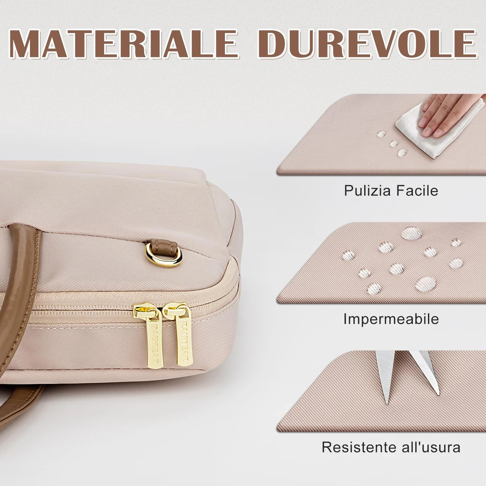 RAINYEAR Borsa per laptop da 14 pollici compatibile con Macbook Notebook Computer Chromebook da 13-14 pollici, borsa messenger in poliestere, valigetta con maniglia e tracolla