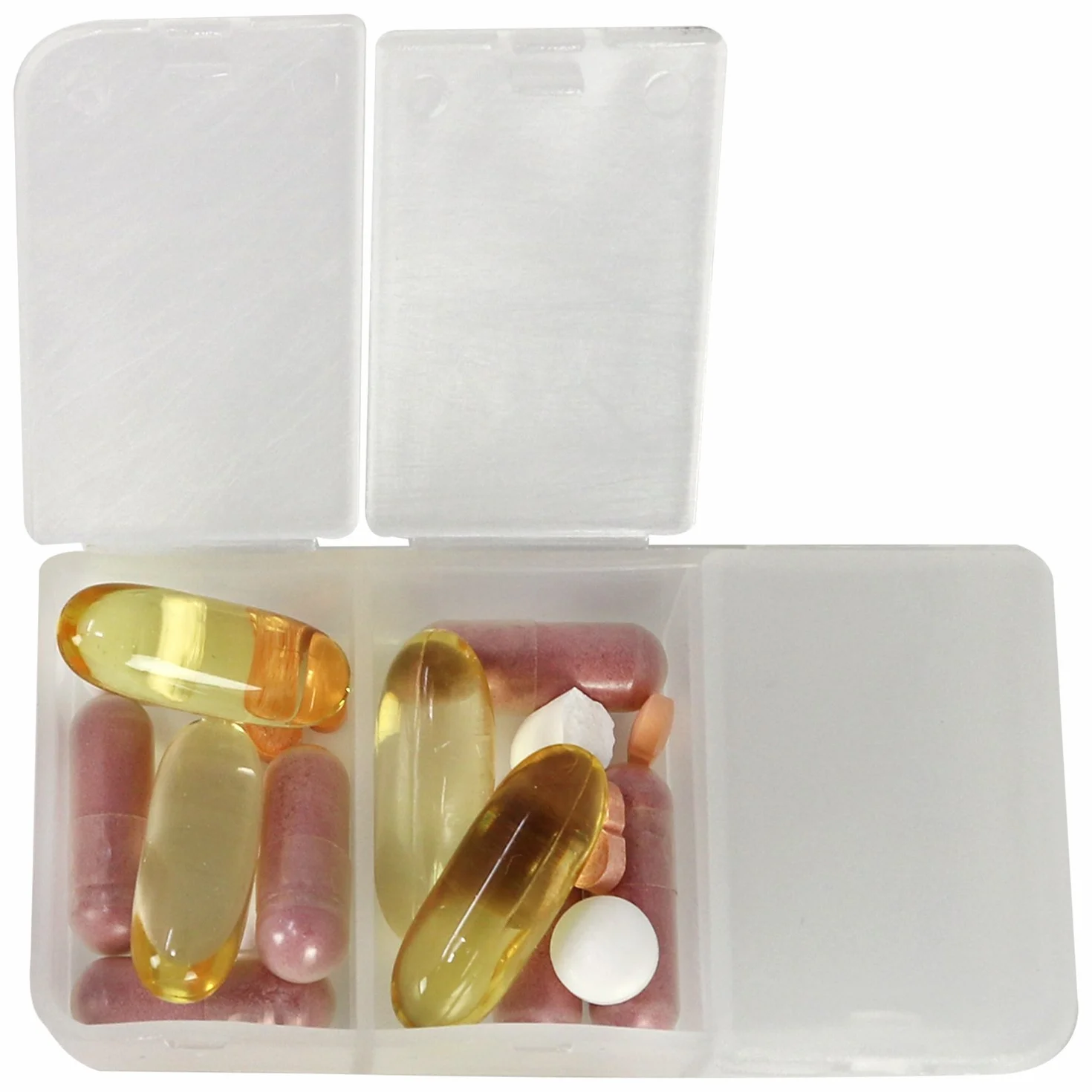 COM-FOUR® mini-tablet 10 pezzi trasparente distributore di farmaci con tre scomparti per casa trasportabile