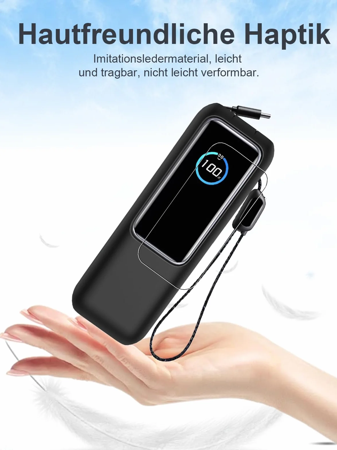 Custodia per Powerbank, 25000 mAh 165 W, contiene due pellicole morbide, protezione all-inclusive, anti-shock/graffi, protezione antigoccia, comoda da tenere, leggera e portatile (nero)