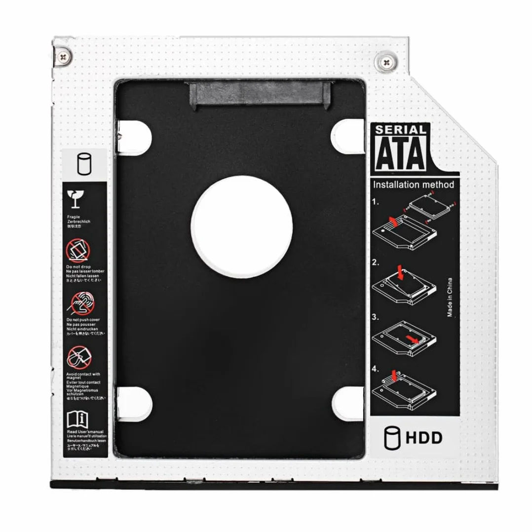 chenyang Universale 9,5mm SATA a SATA Caddy per SSD HDD secondarie, Upgrade del disco rigido, Adattatore di espansione per alloggiamento ottico del laptop