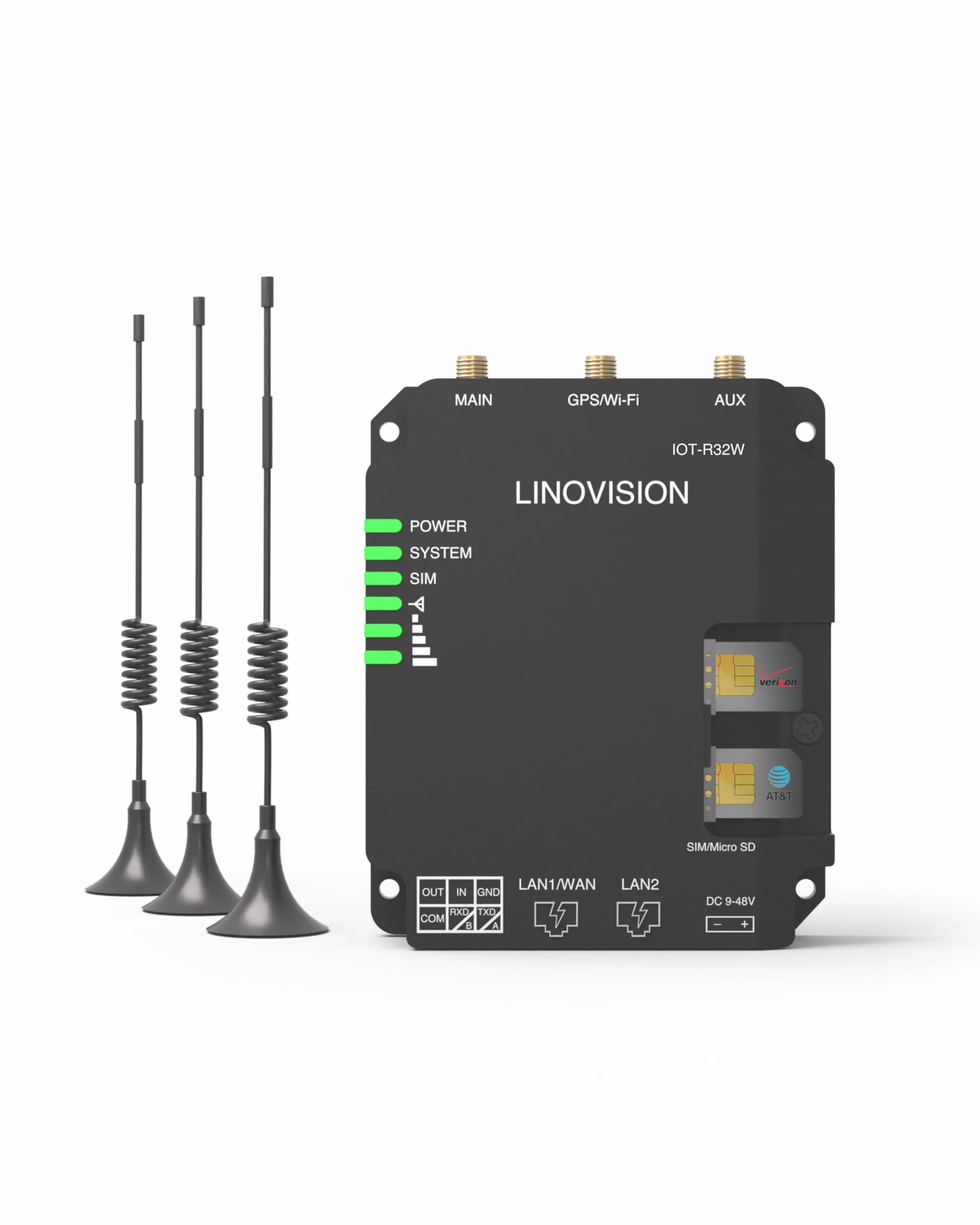 LINOVISION Router Industriale Cellulare 4G LTE Cat4 con Wi-Fi, Segnale Potenziato per Siti Remoti, Slot SIM Doppie, Gateway DTU per Dispositivo RS485, Sensori IoT, Telecamere Solari, M2M, Veicoli