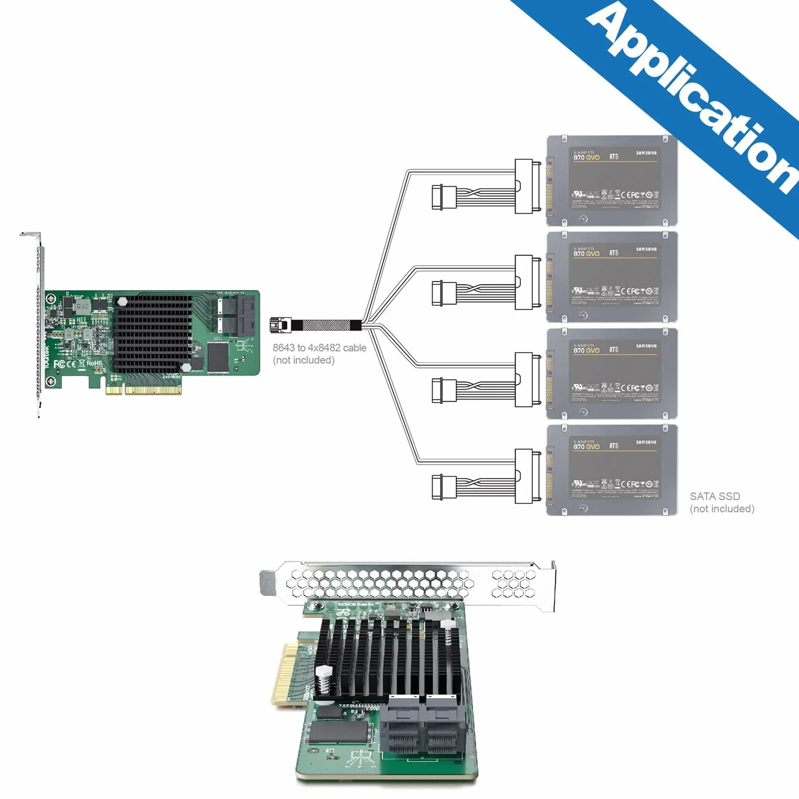 10Gtek 12G Internal PCI-E SAS HBA Controller Card, Broadcom 3008 compatibile con 9300-8I